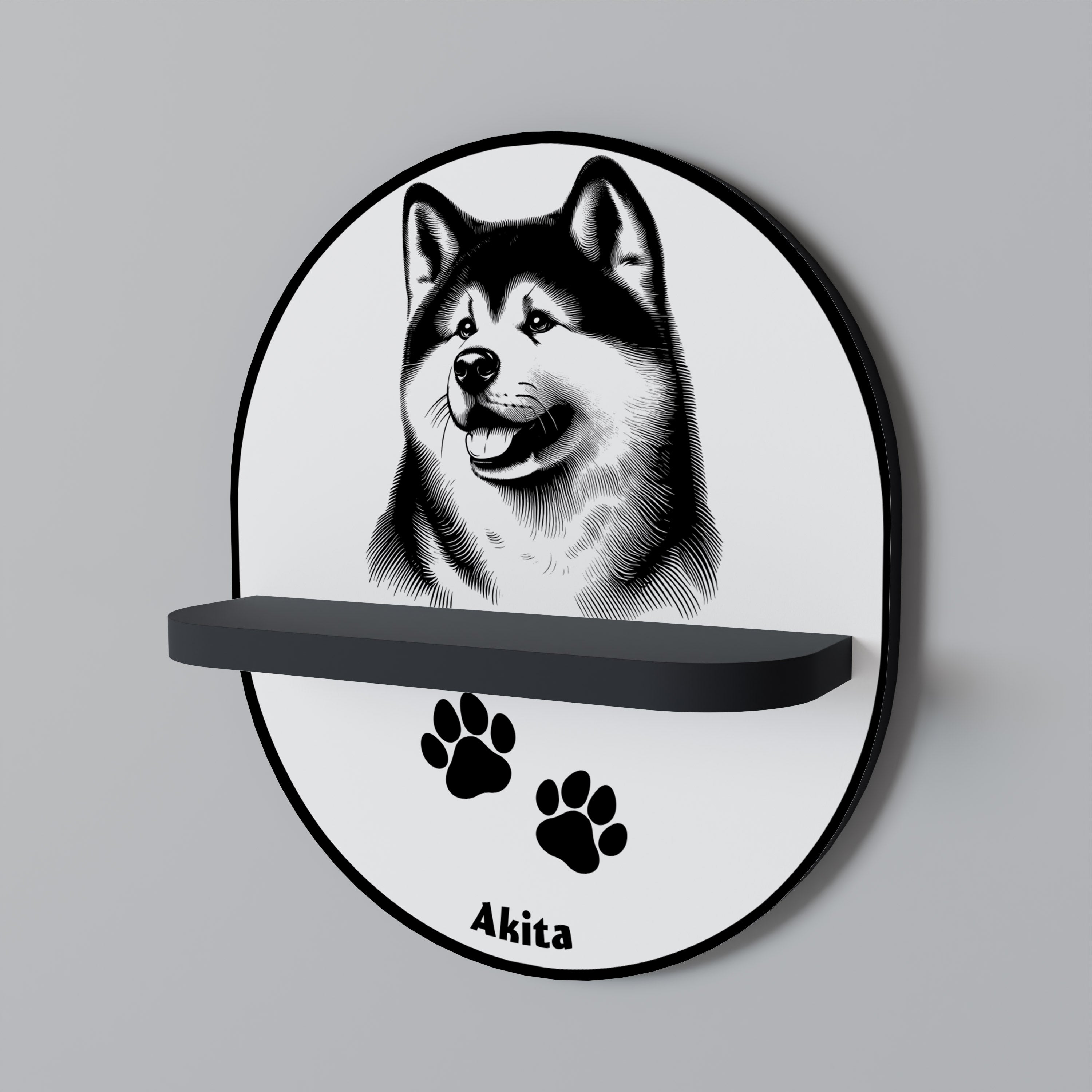 AKITA DOG Półka owalna Czarna