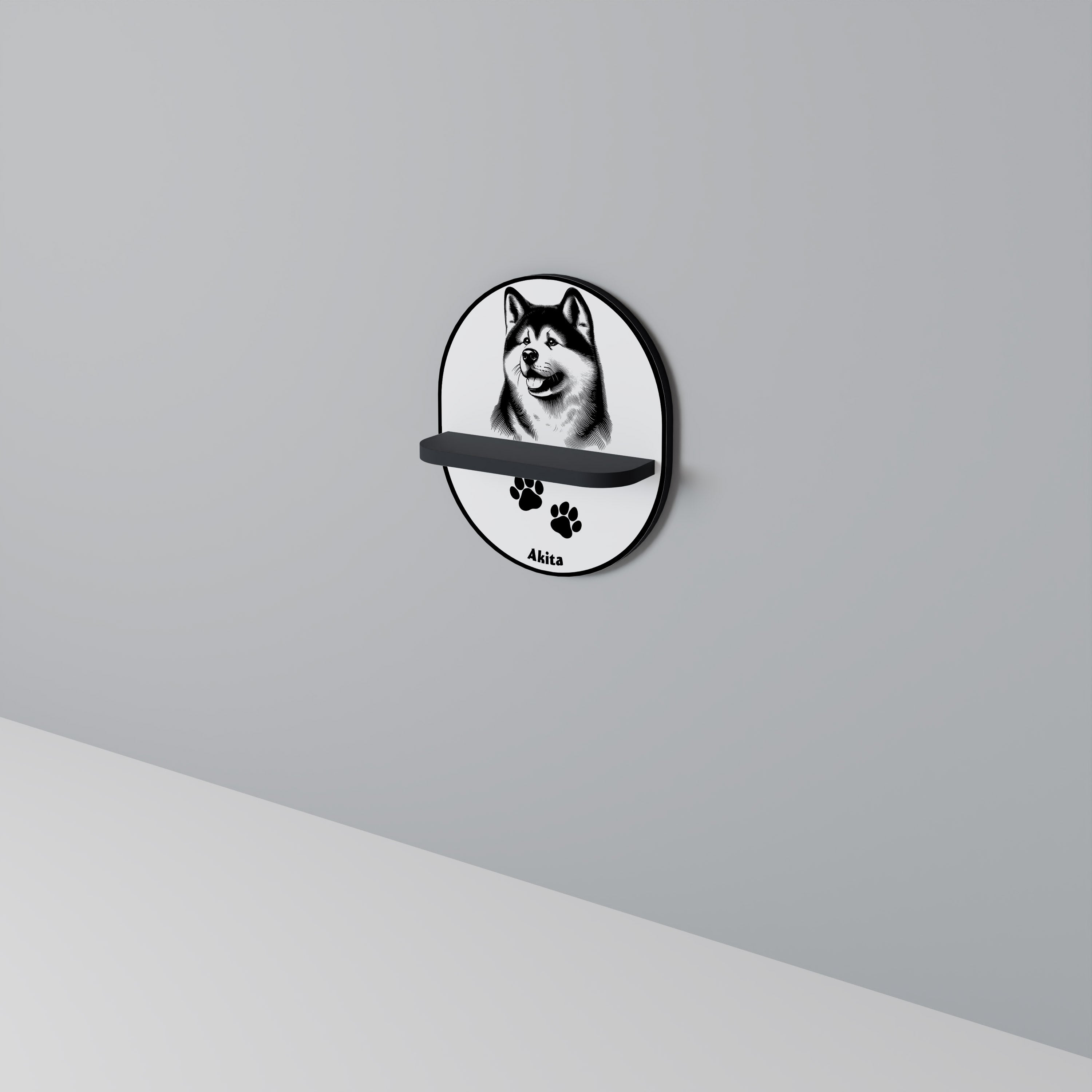 AKITA DOG Półka owalna Czarna
