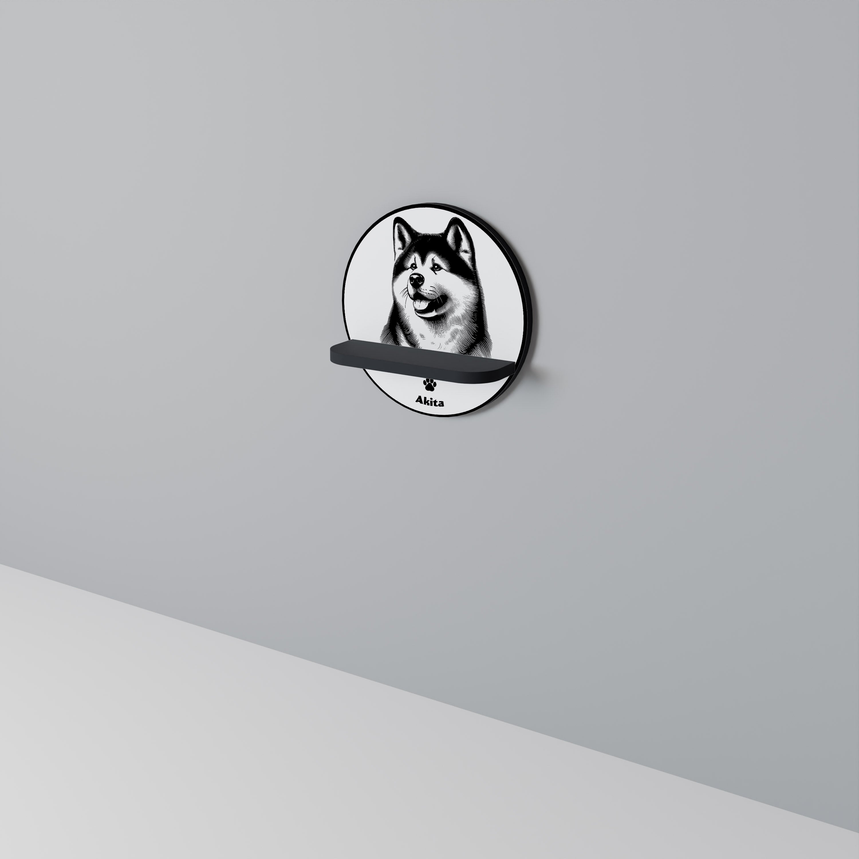 AKITA DOG Półka okrągła Czarna