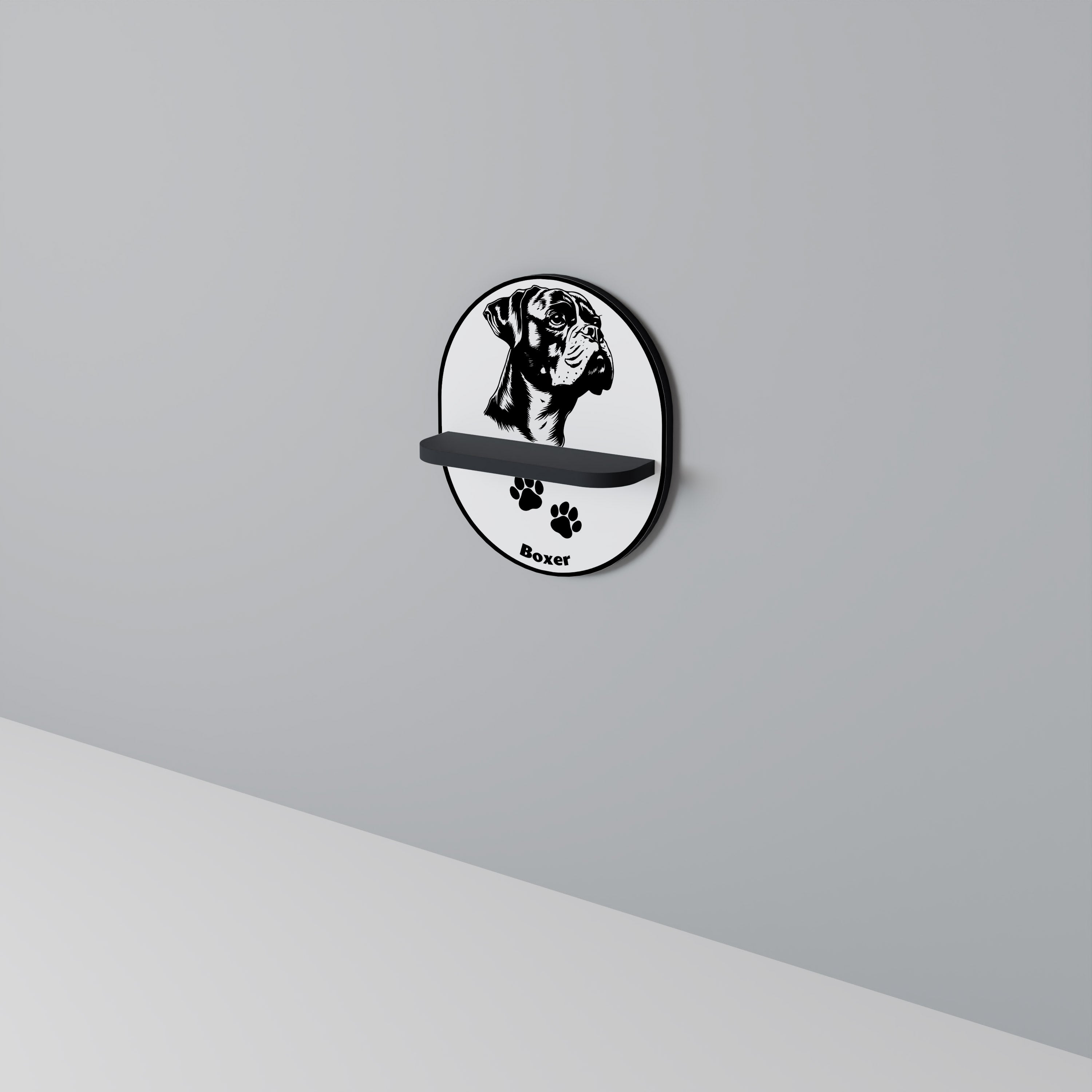 BOXER DOG Półka owalna Czarna