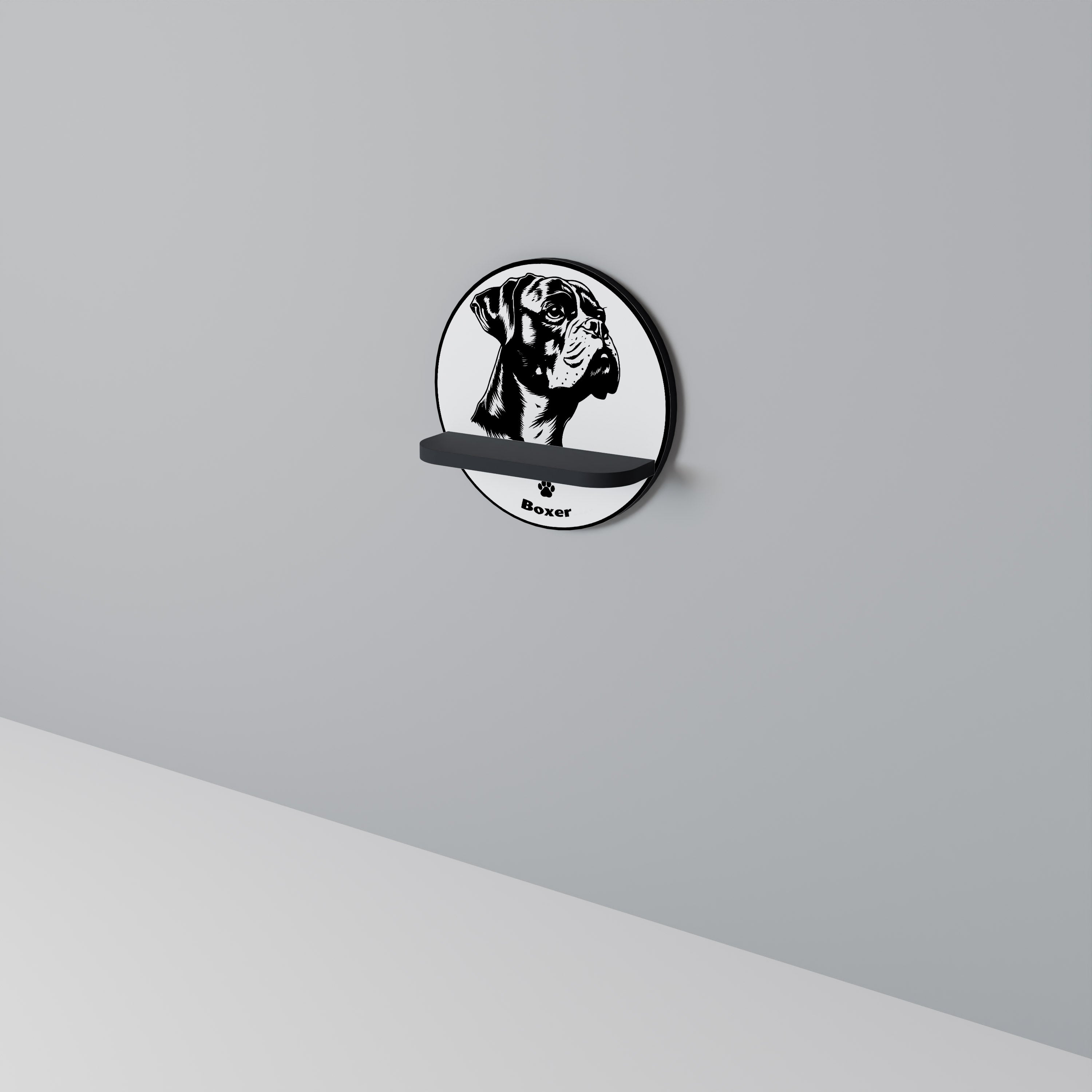 BOXER DOG Półka okrągła Czarna