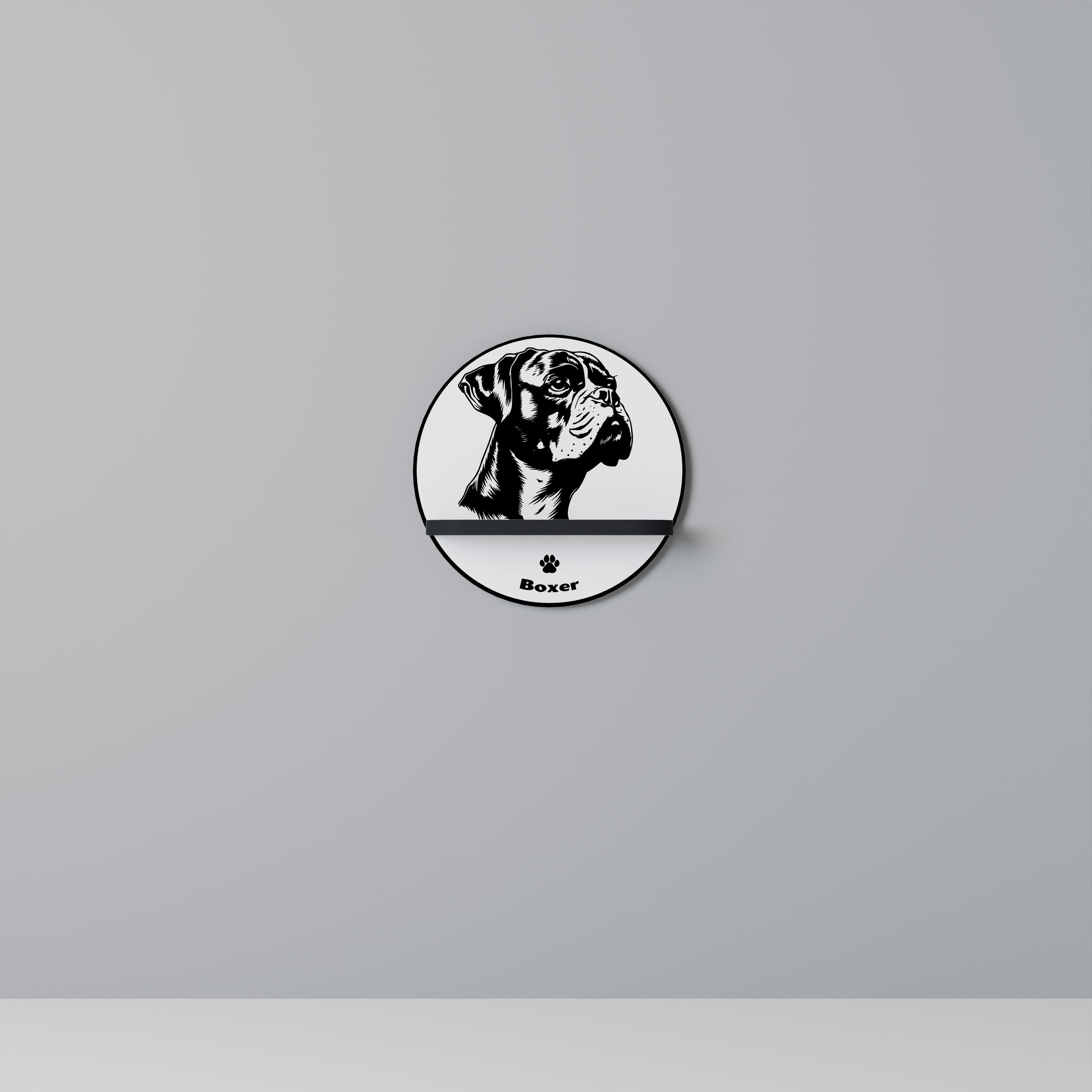 BOXER DOG Półka okrągła Czarna