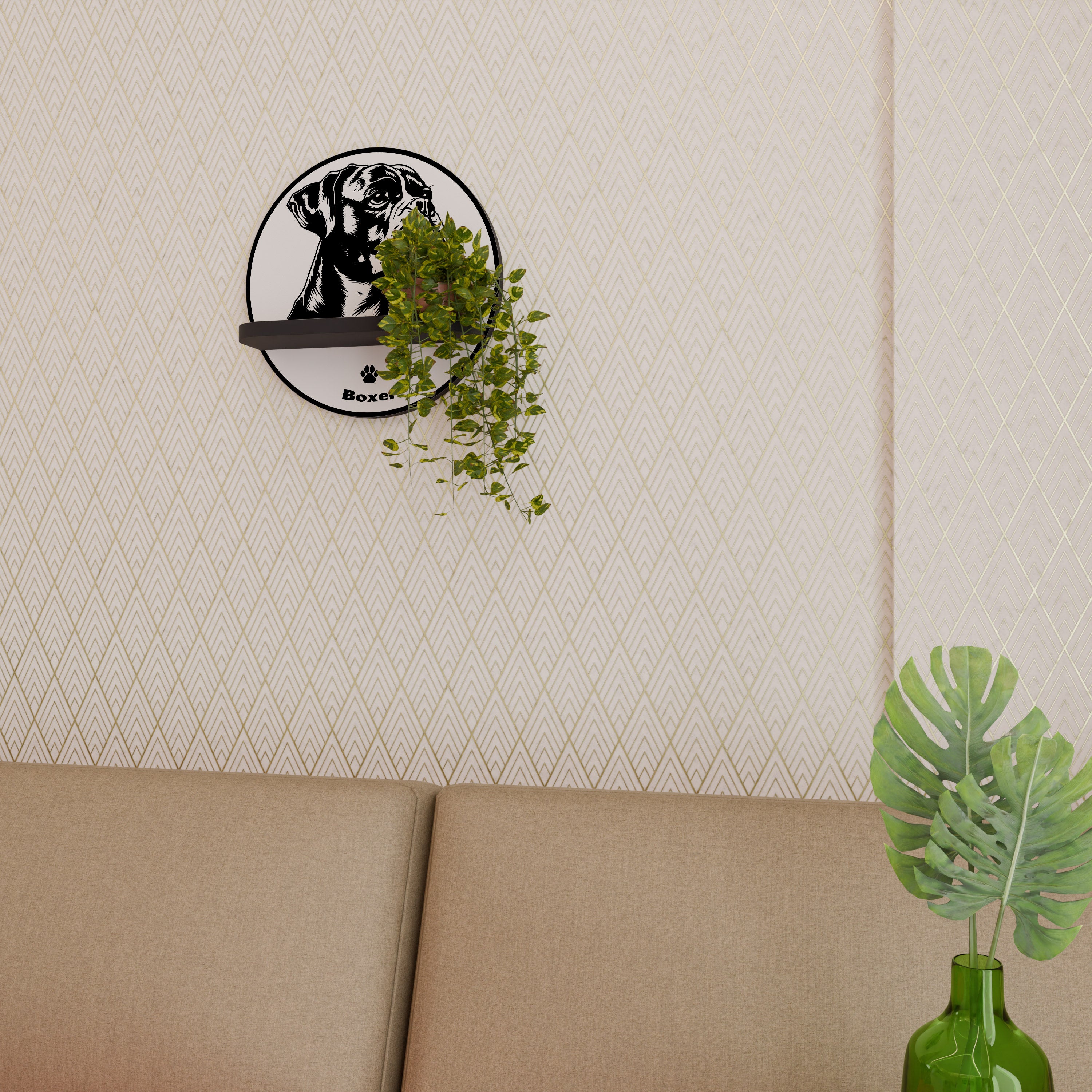 BOXER DOG Półka okrągła Czarna