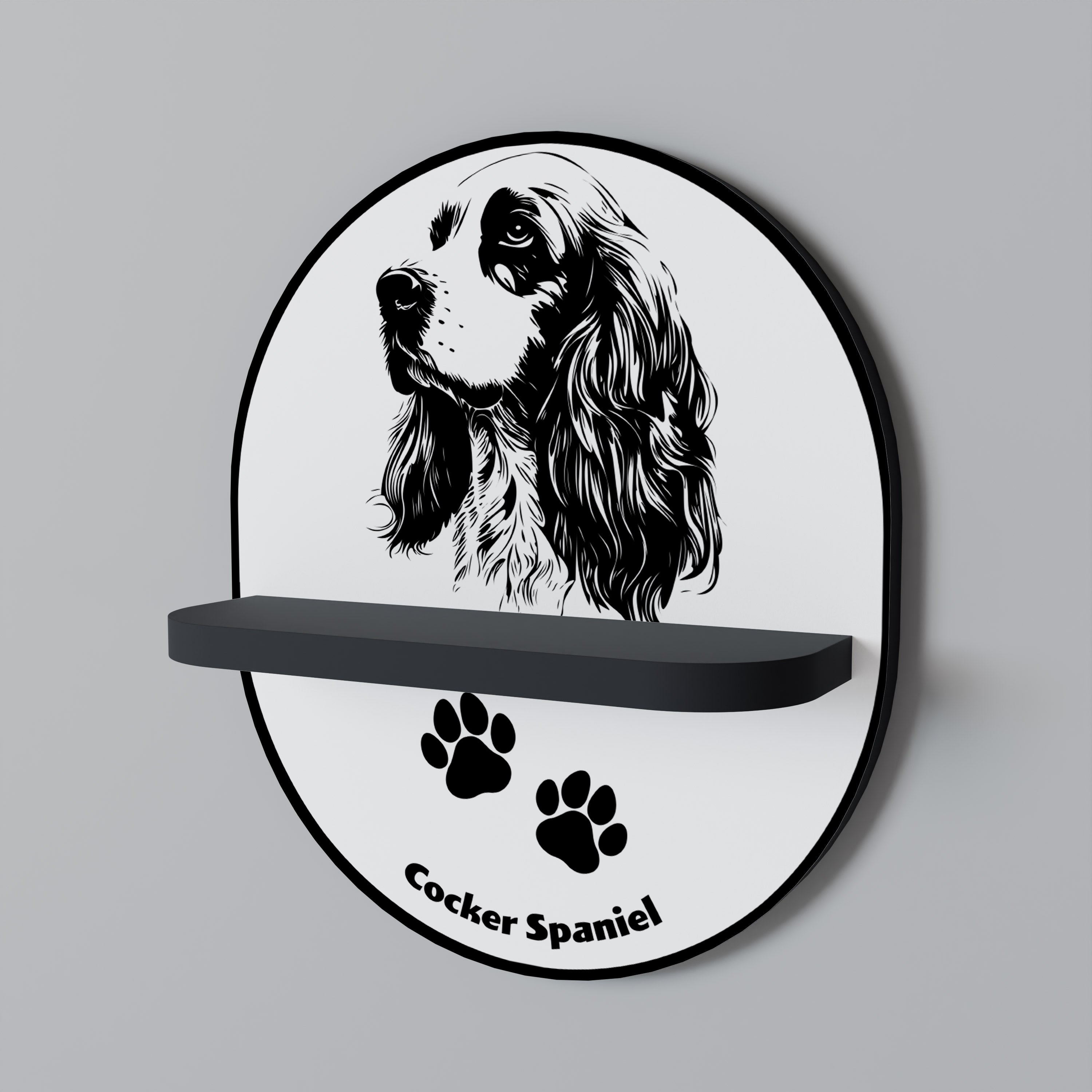 ENGLISH COCKER SPANIEL Półka owalna Czarna