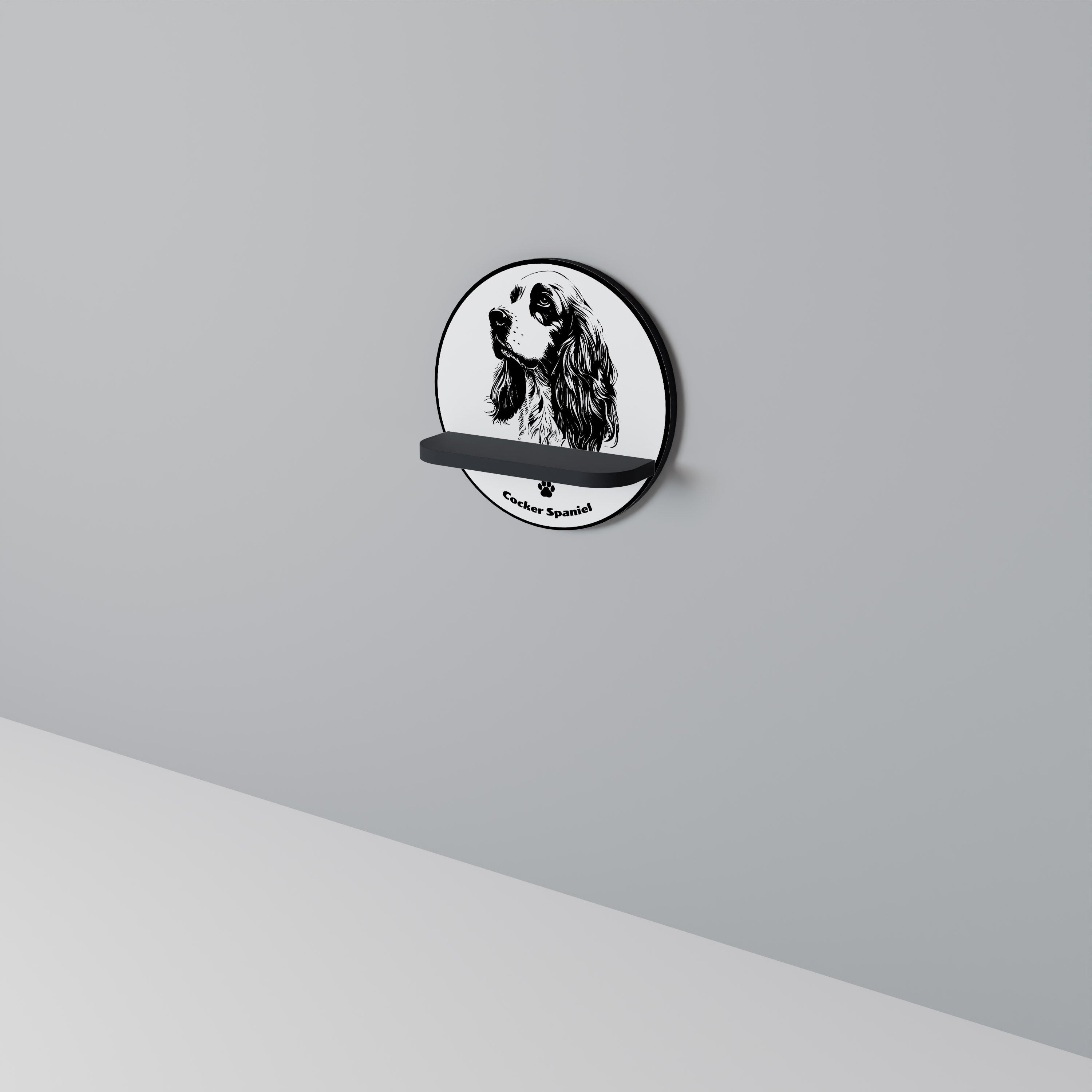 ENGLISH COCKER SPANIEL Półka okrągła Czarna