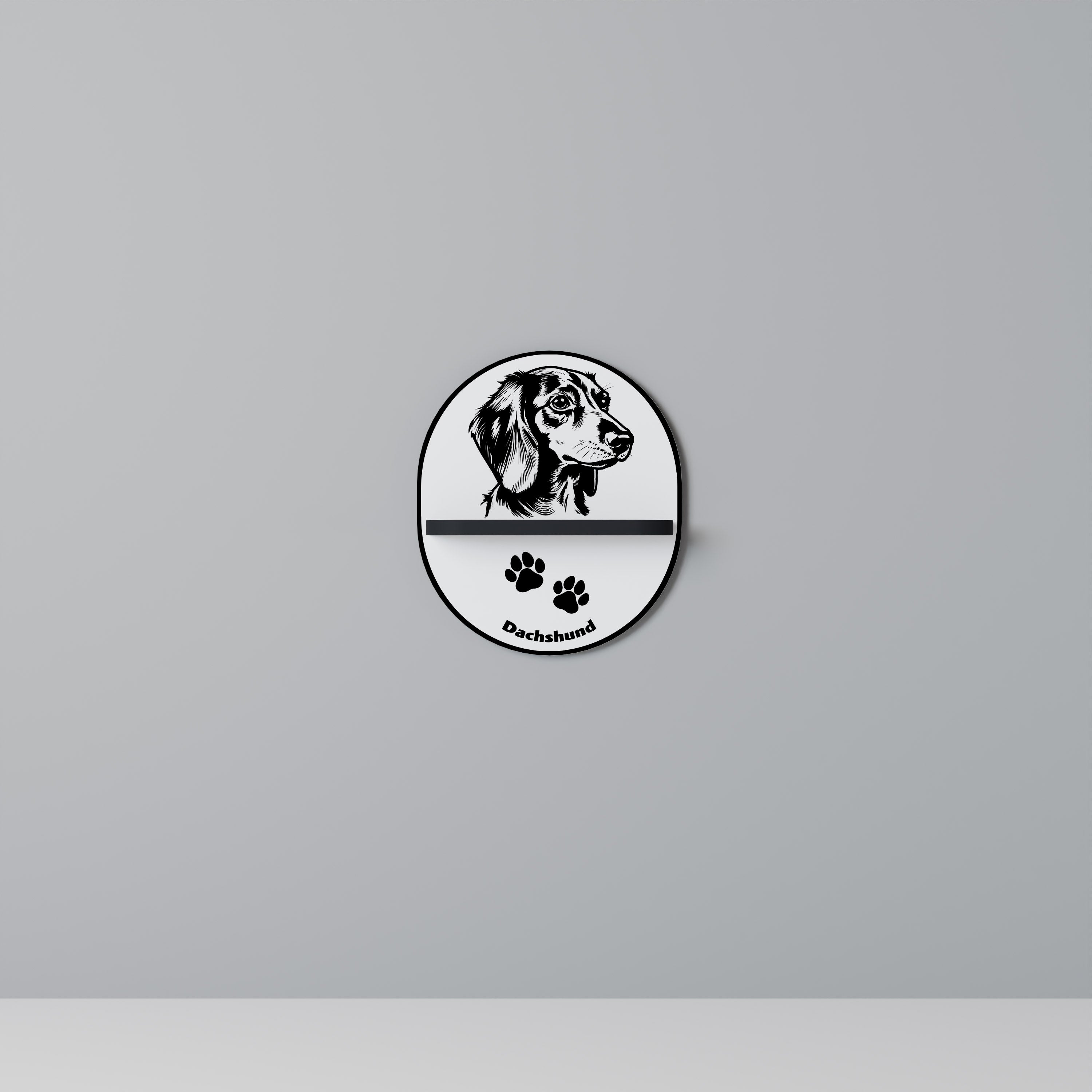 DACHSHUND DOG Półka owalna Czarna
