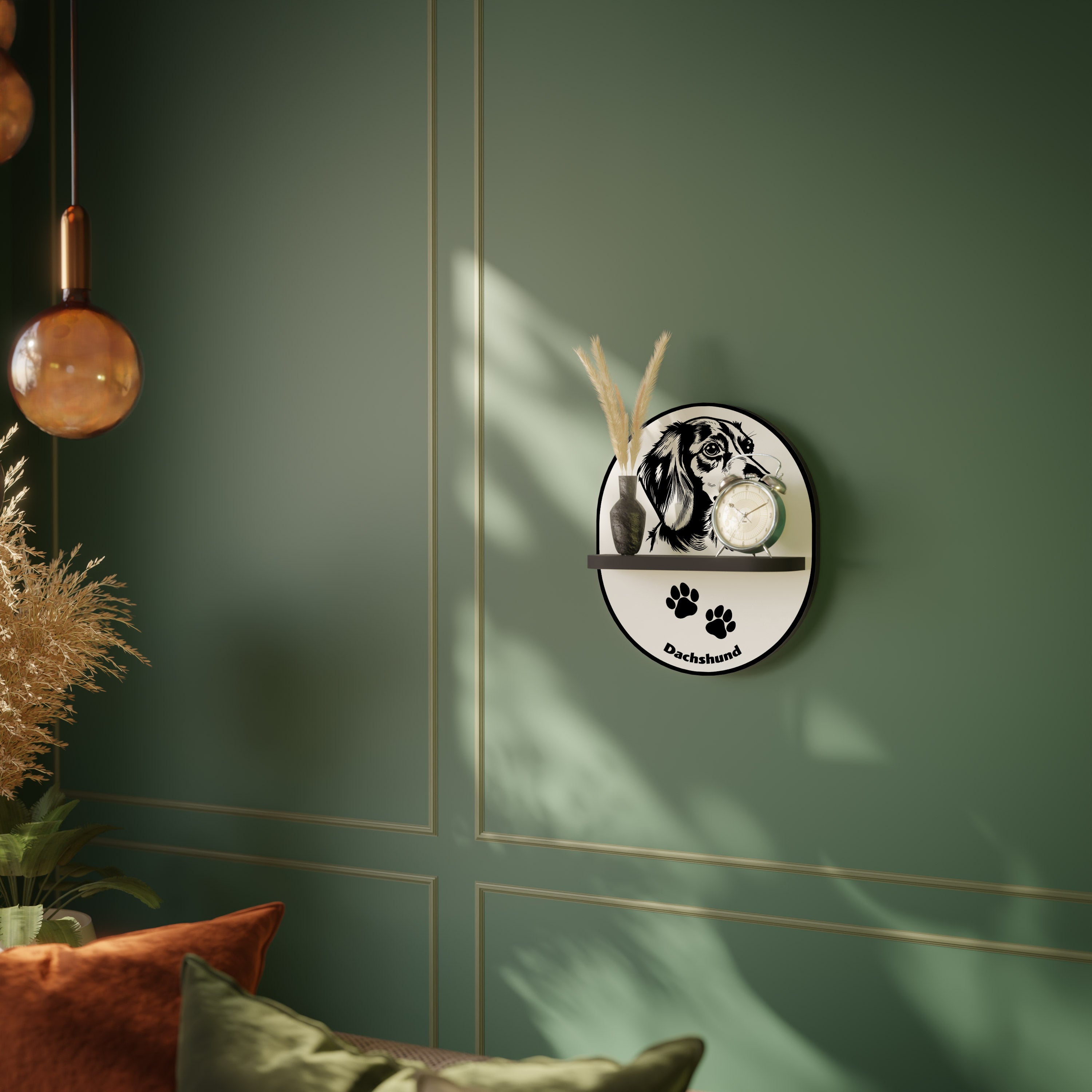 DACHSHUND DOG Półka owalna Czarna