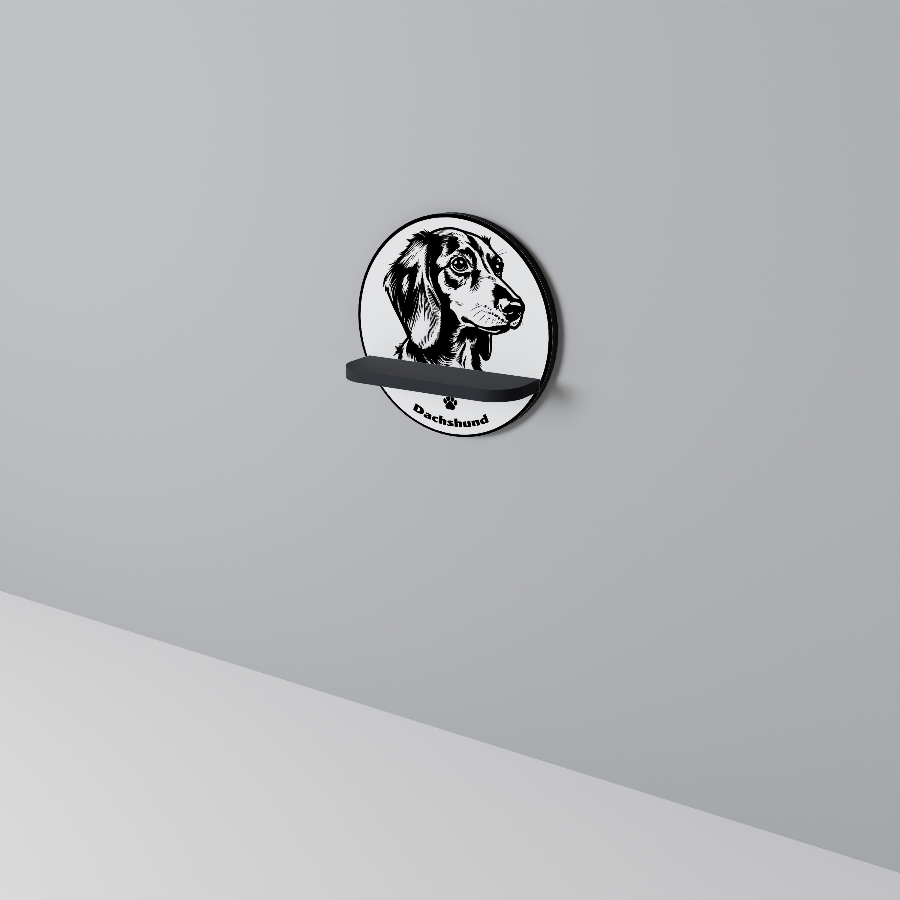 DACHSHUND DOG Półka okrągła Czarna