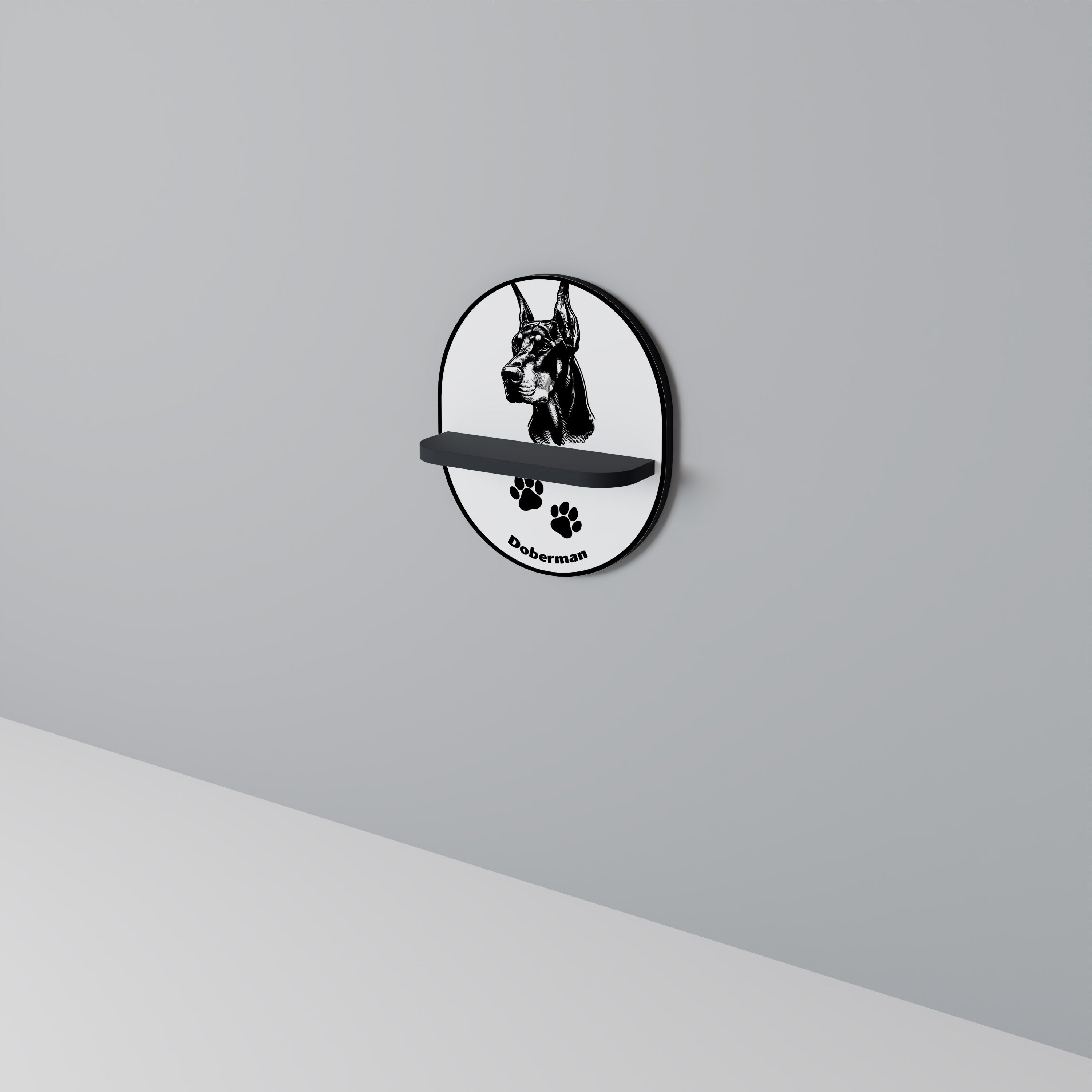 DOBERMAN DOG Półka owalna Czarna