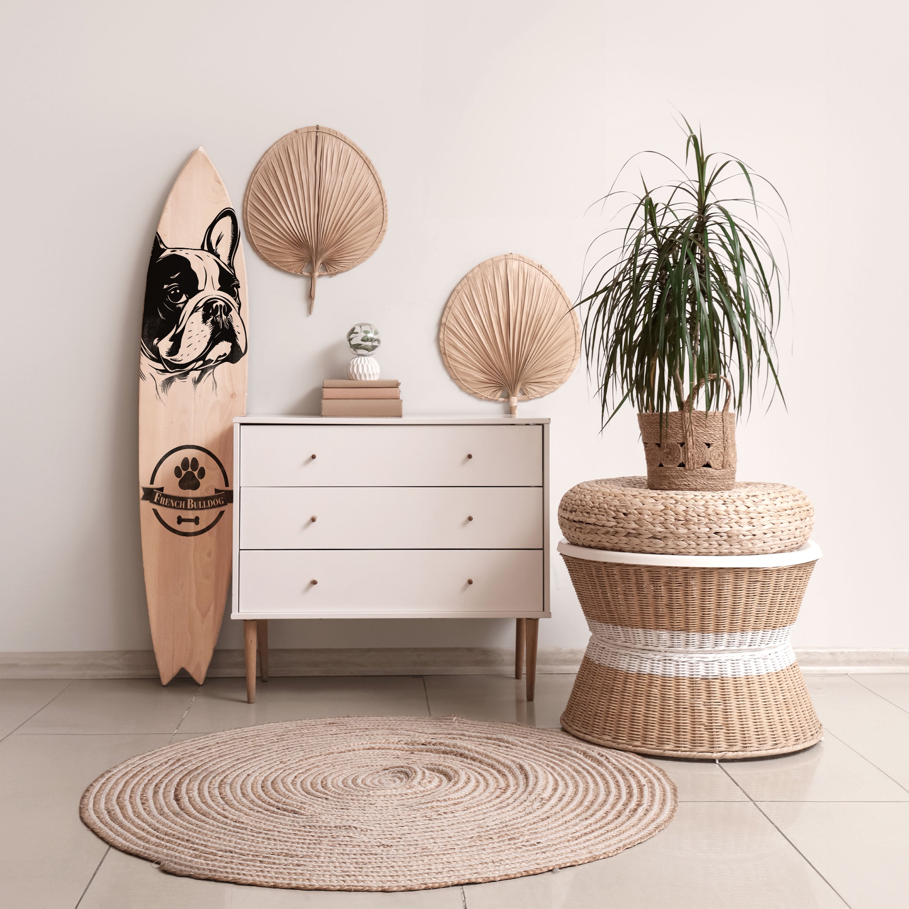 FRENCH BULLDOG Dekoracyjna deska surfingowa