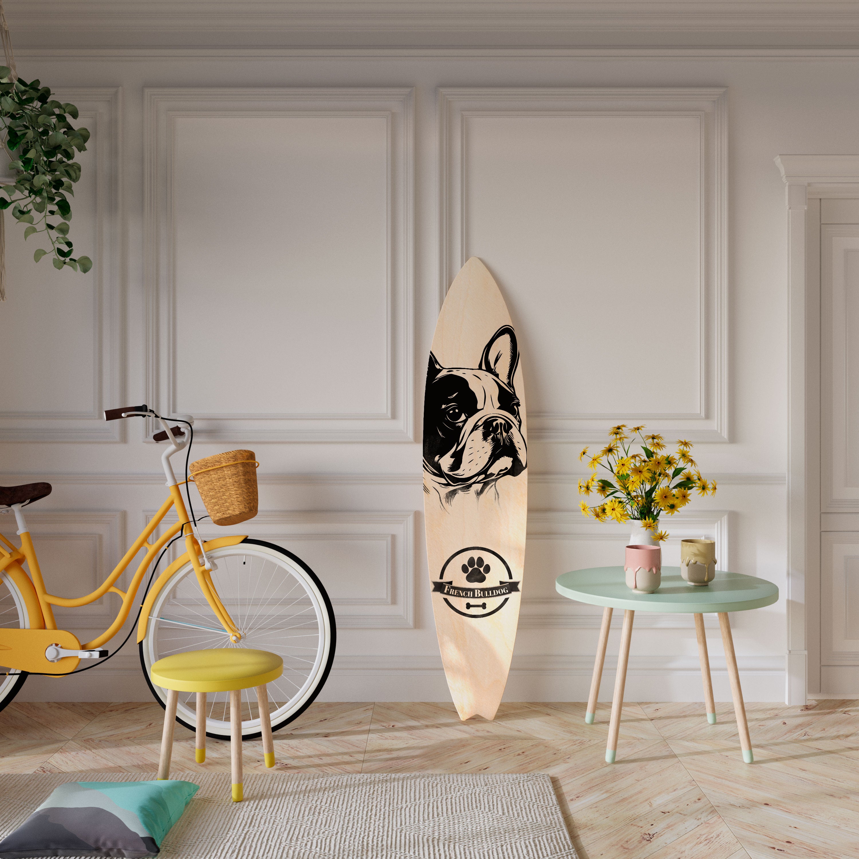 FRENCH BULLDOG Dekoracyjna deska surfingowa