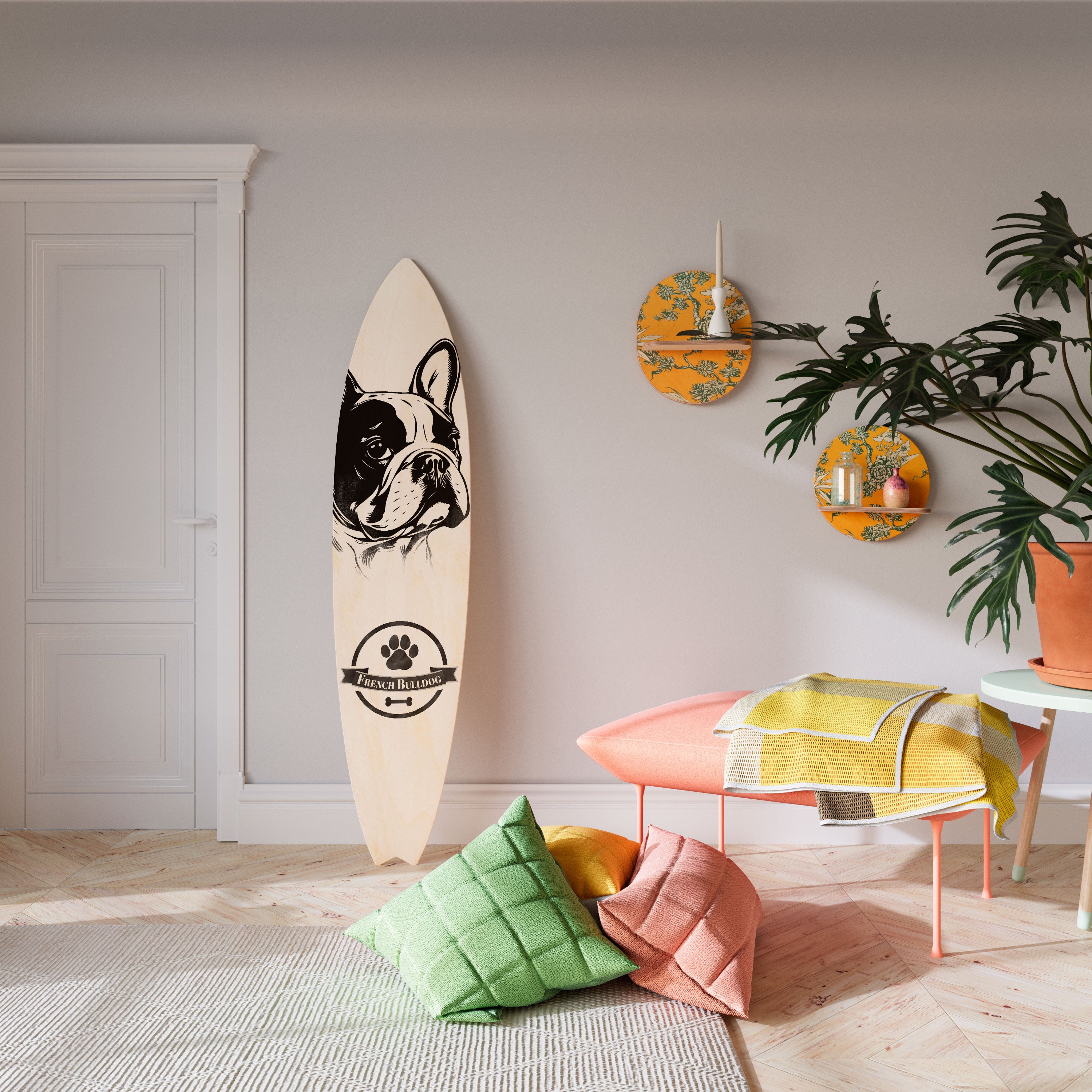 FRENCH BULLDOG Dekoracyjna deska surfingowa