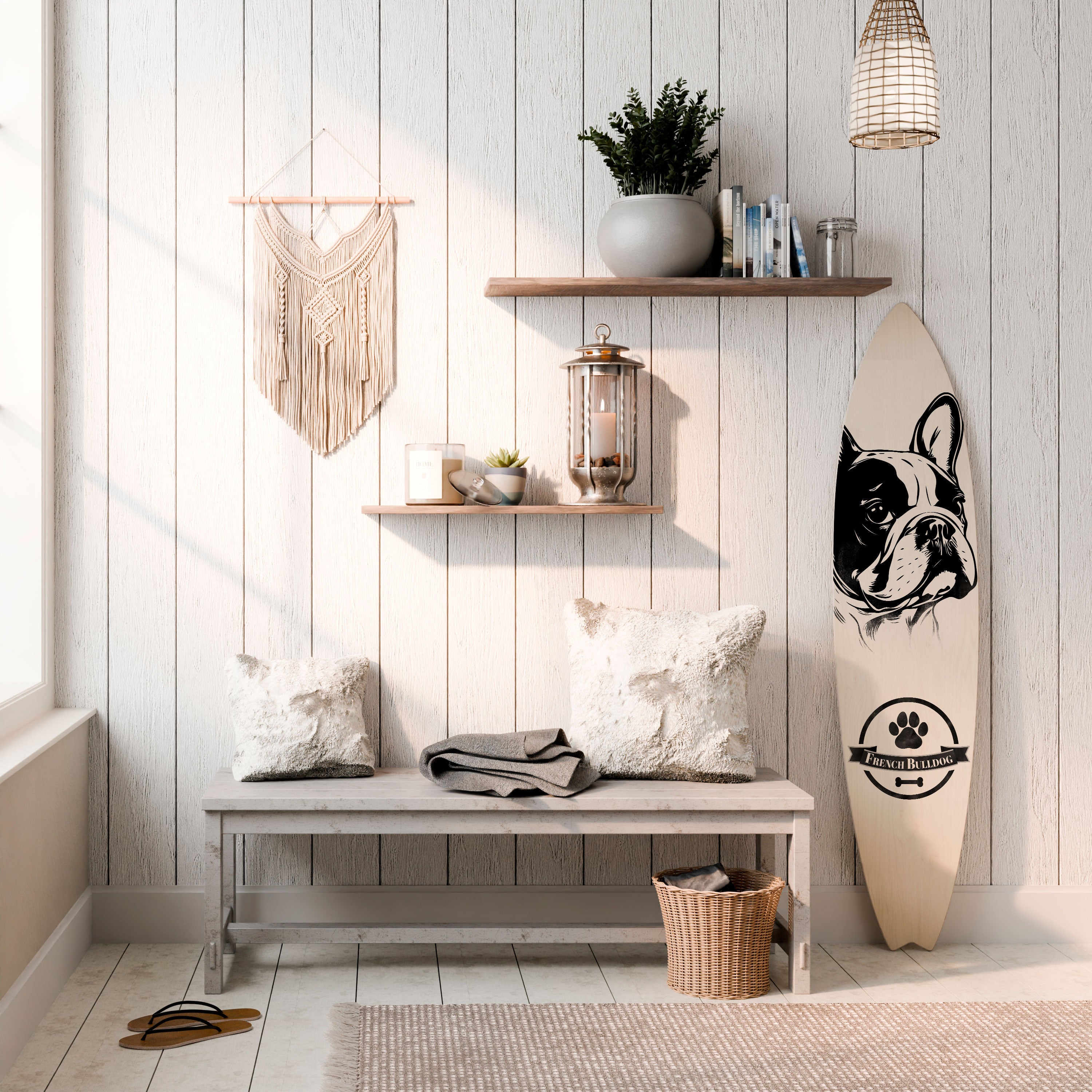 FRENCH BULLDOG Dekoracyjna deska surfingowa