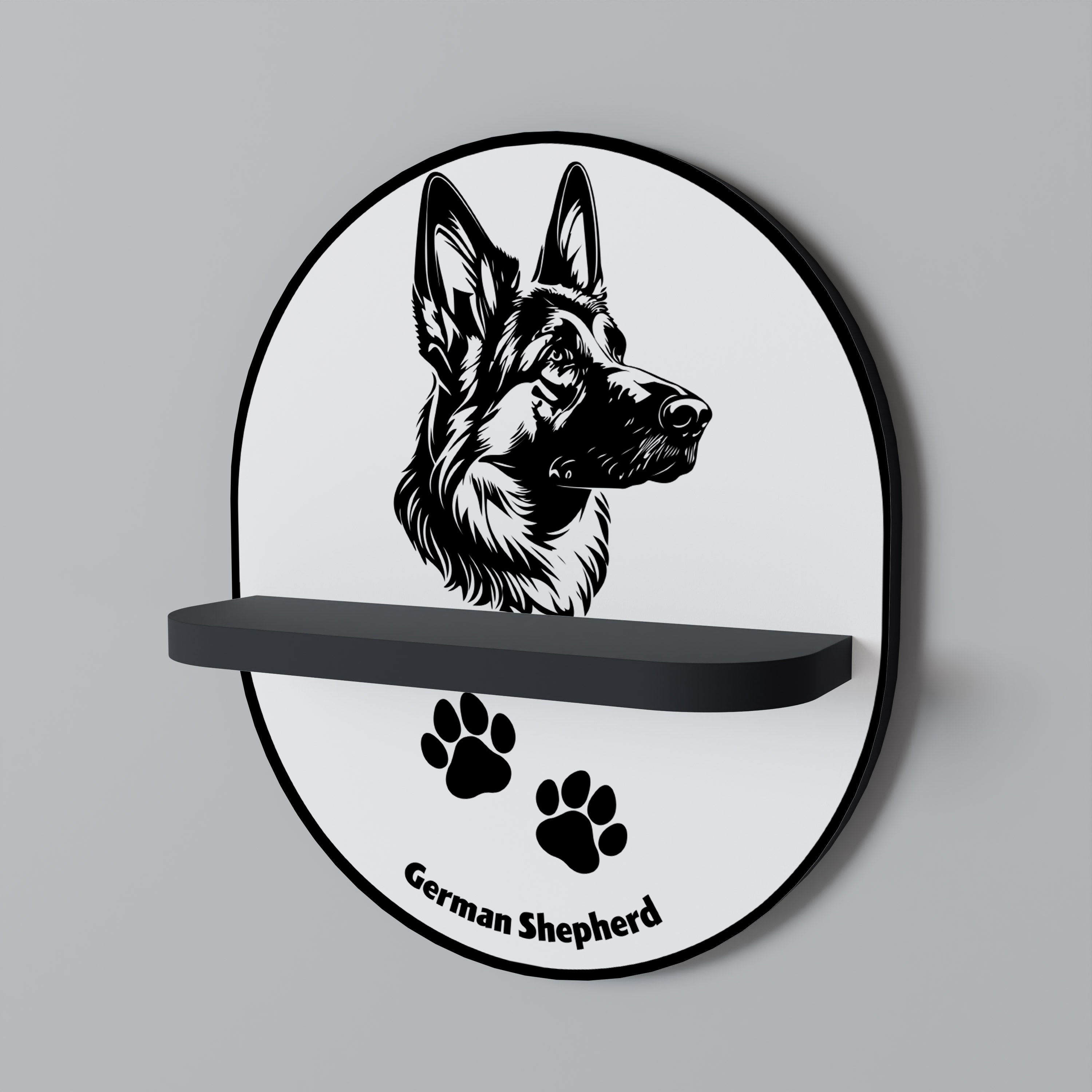 GERMAN SHEPARD Półka owalna Czarna