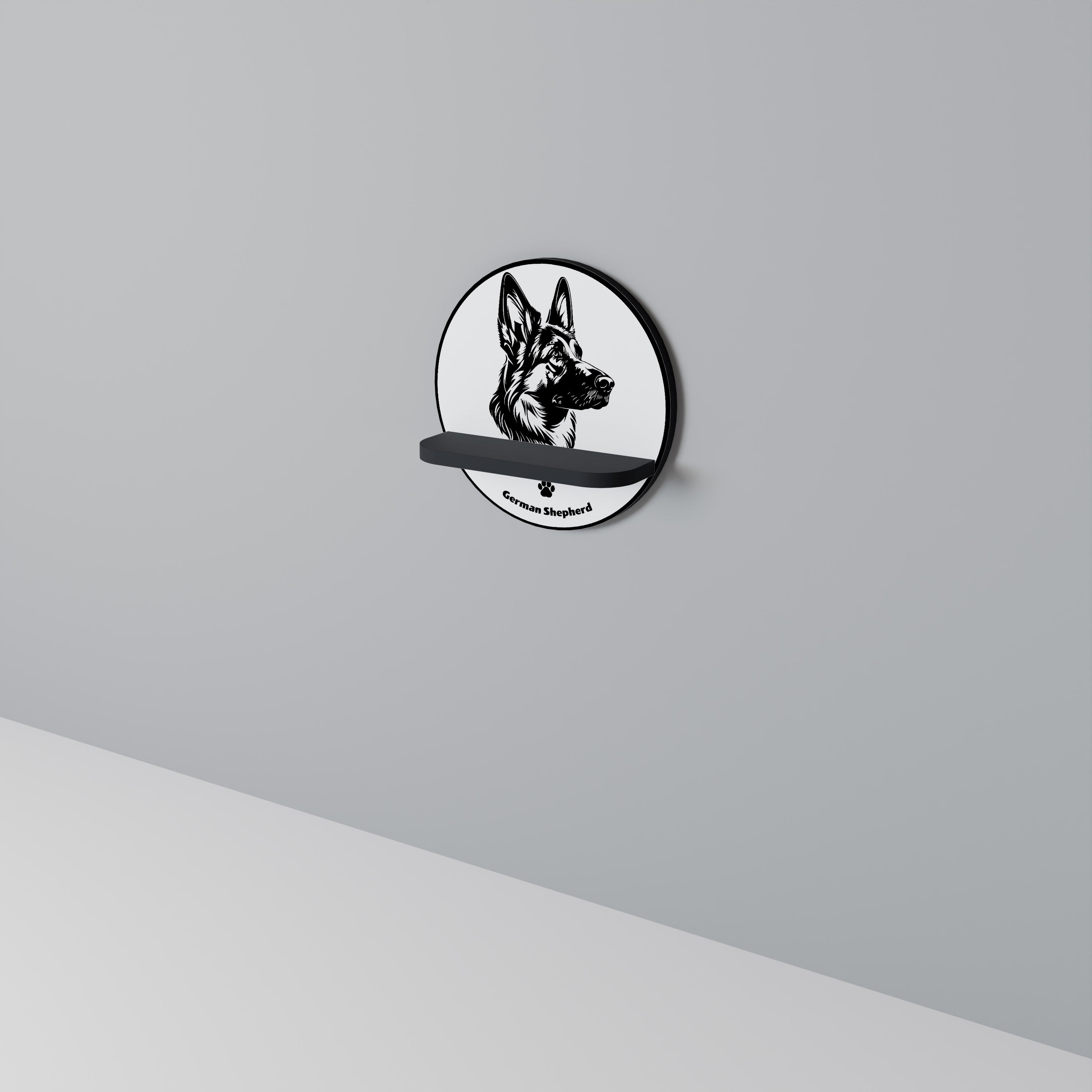 GERMAN SHEPARD Półka okrągła Czarna