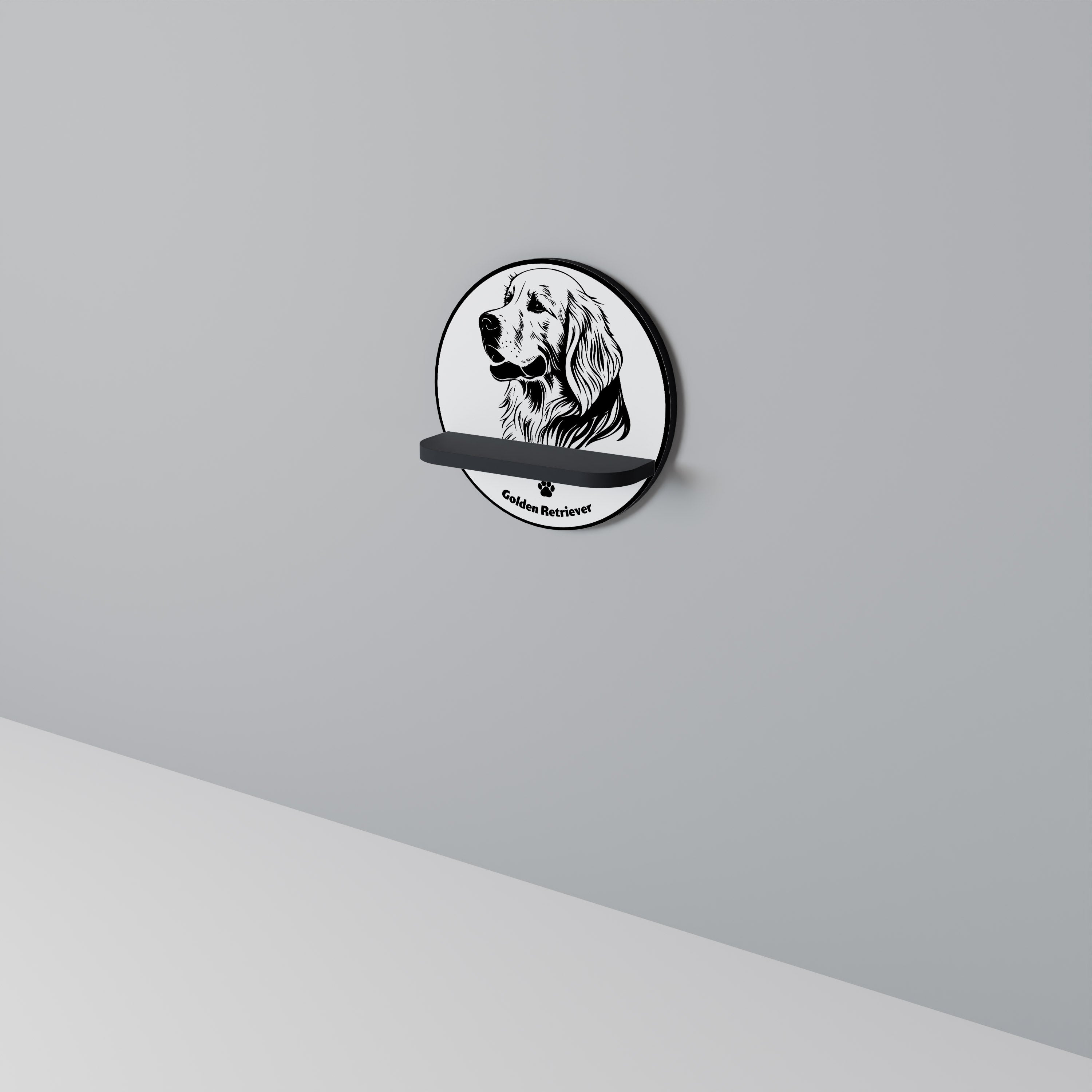 GOLDEN RETRIEVER Półka okrągła Czarna