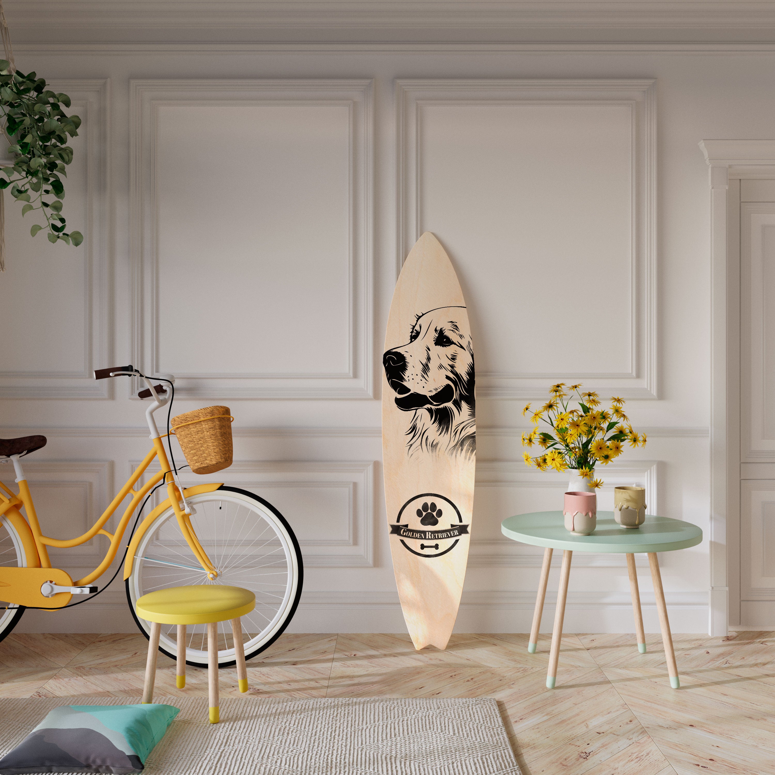 GOLDEN RETRIEVER Dekoracyjna deska surfingowa