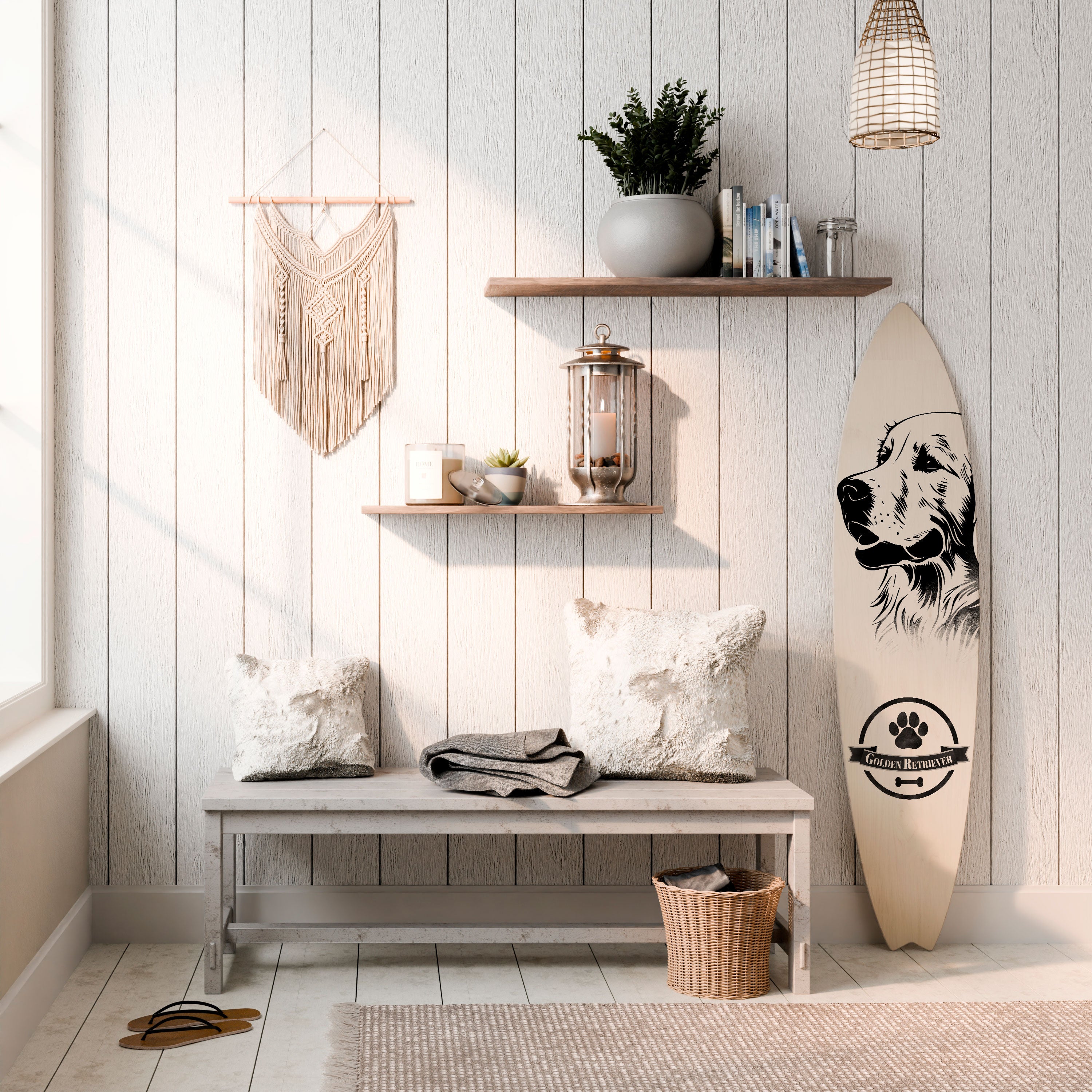 GOLDEN RETRIEVER Dekoracyjna deska surfingowa