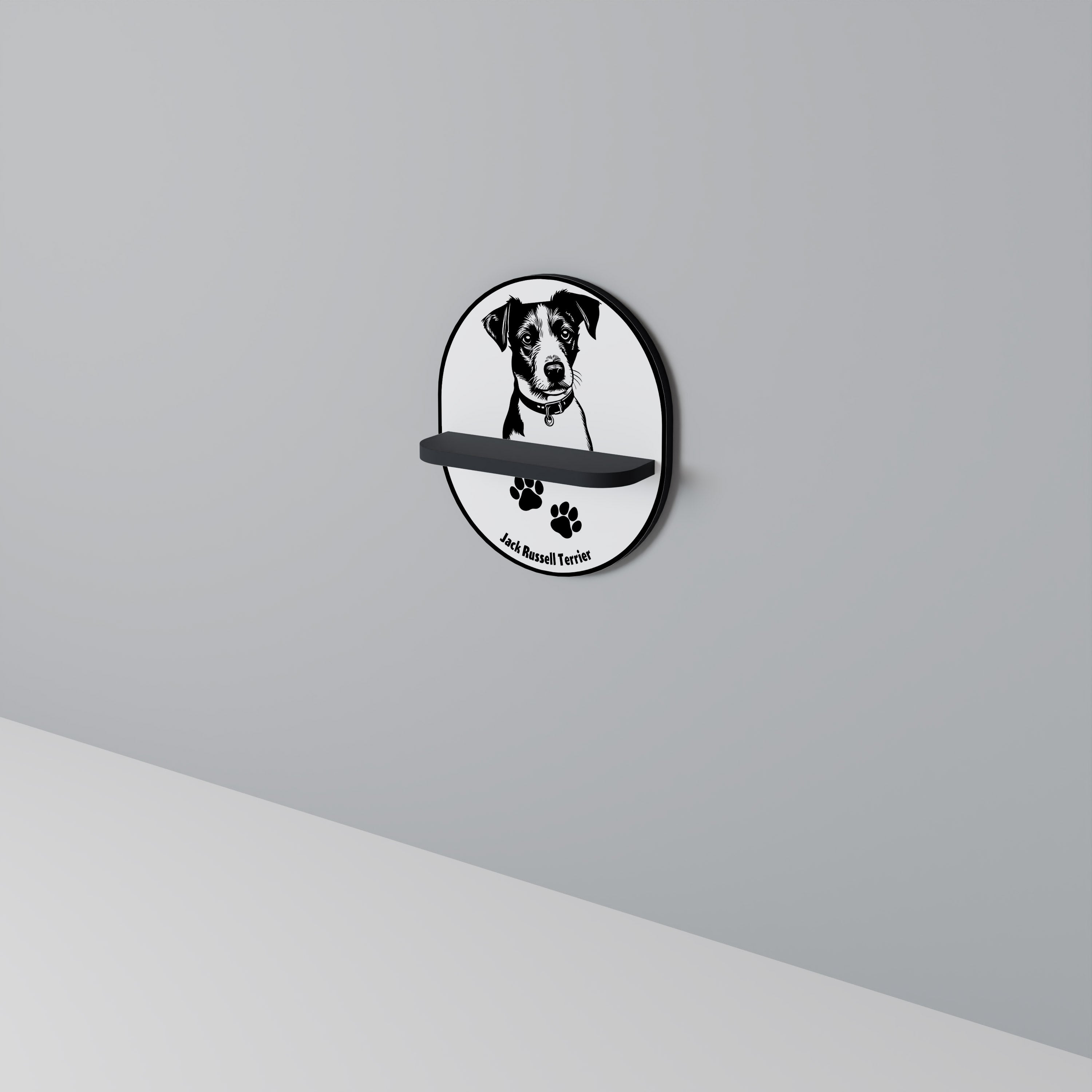 JACK RUSSEL TERRIER Półka owalna Czarna