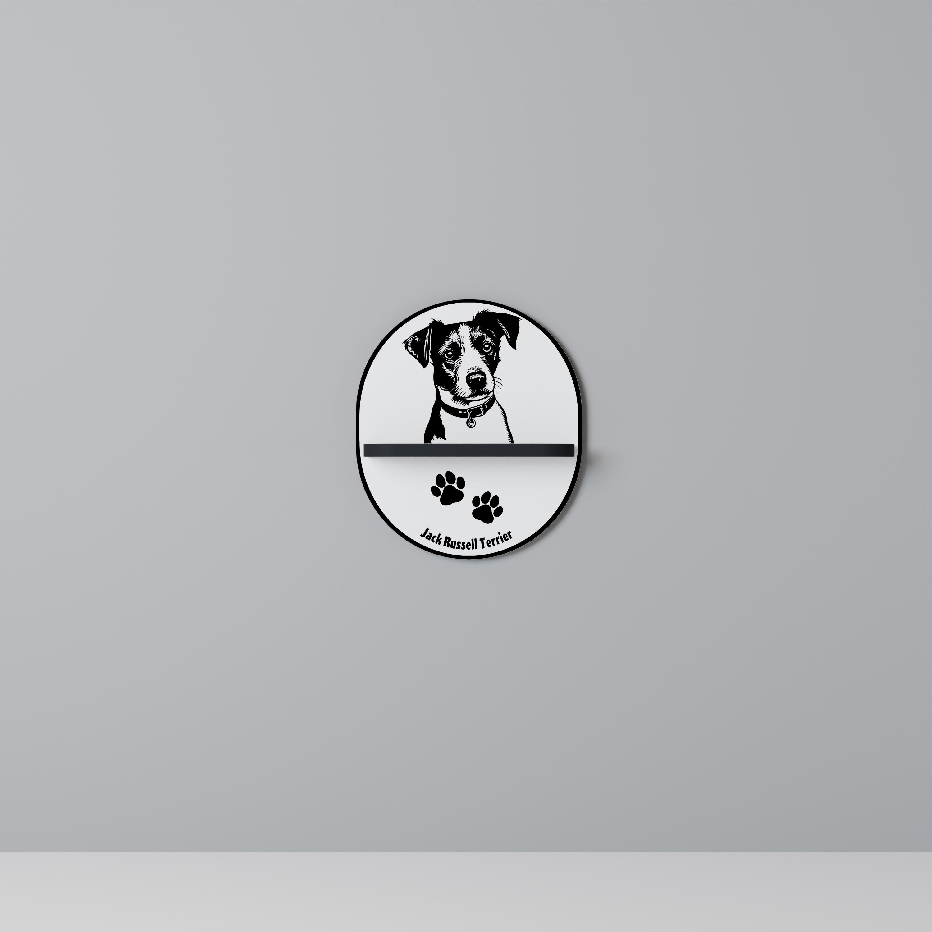JACK RUSSEL TERRIER Półka owalna Czarna