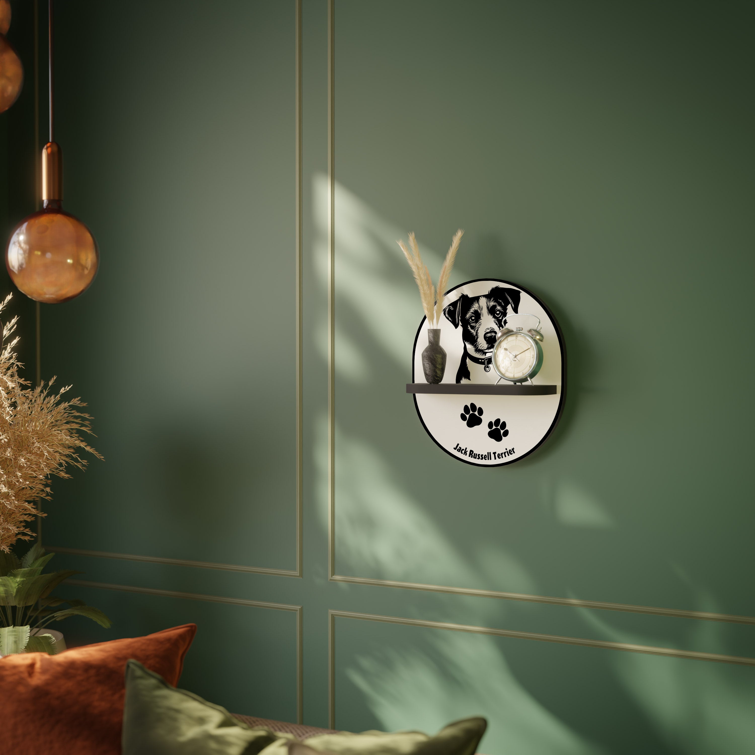 JACK RUSSEL TERRIER Półka owalna Czarna