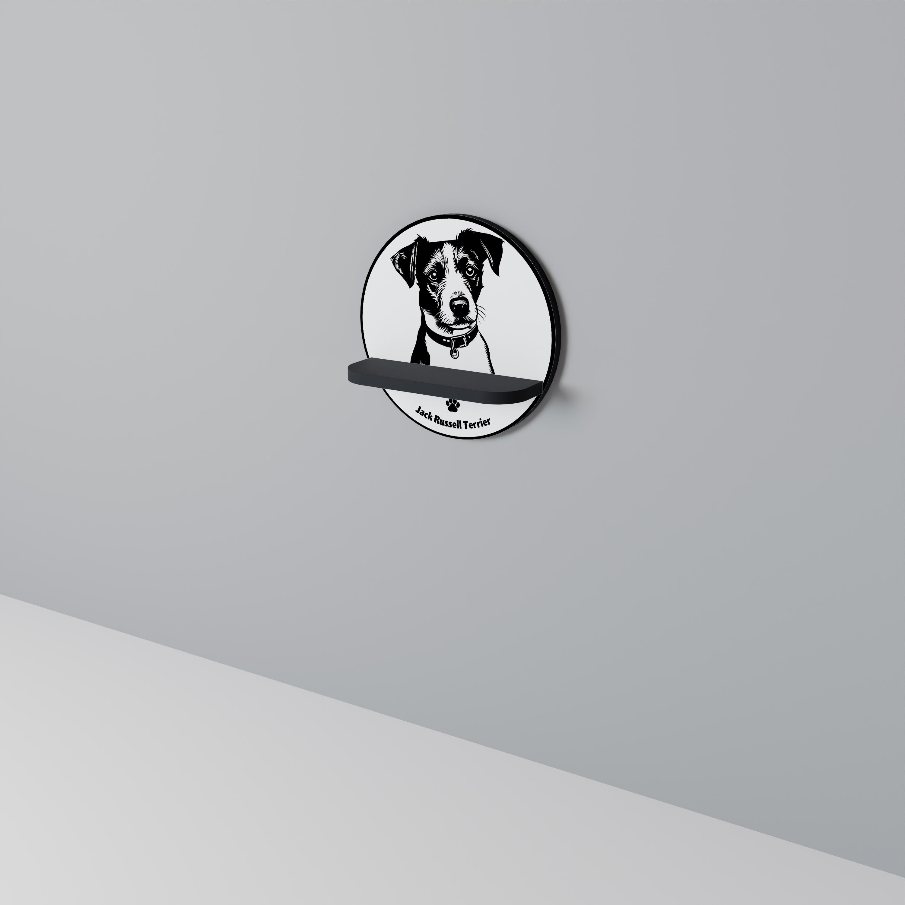 JACK RUSSEL TERRIER Półka okrągła Czarna