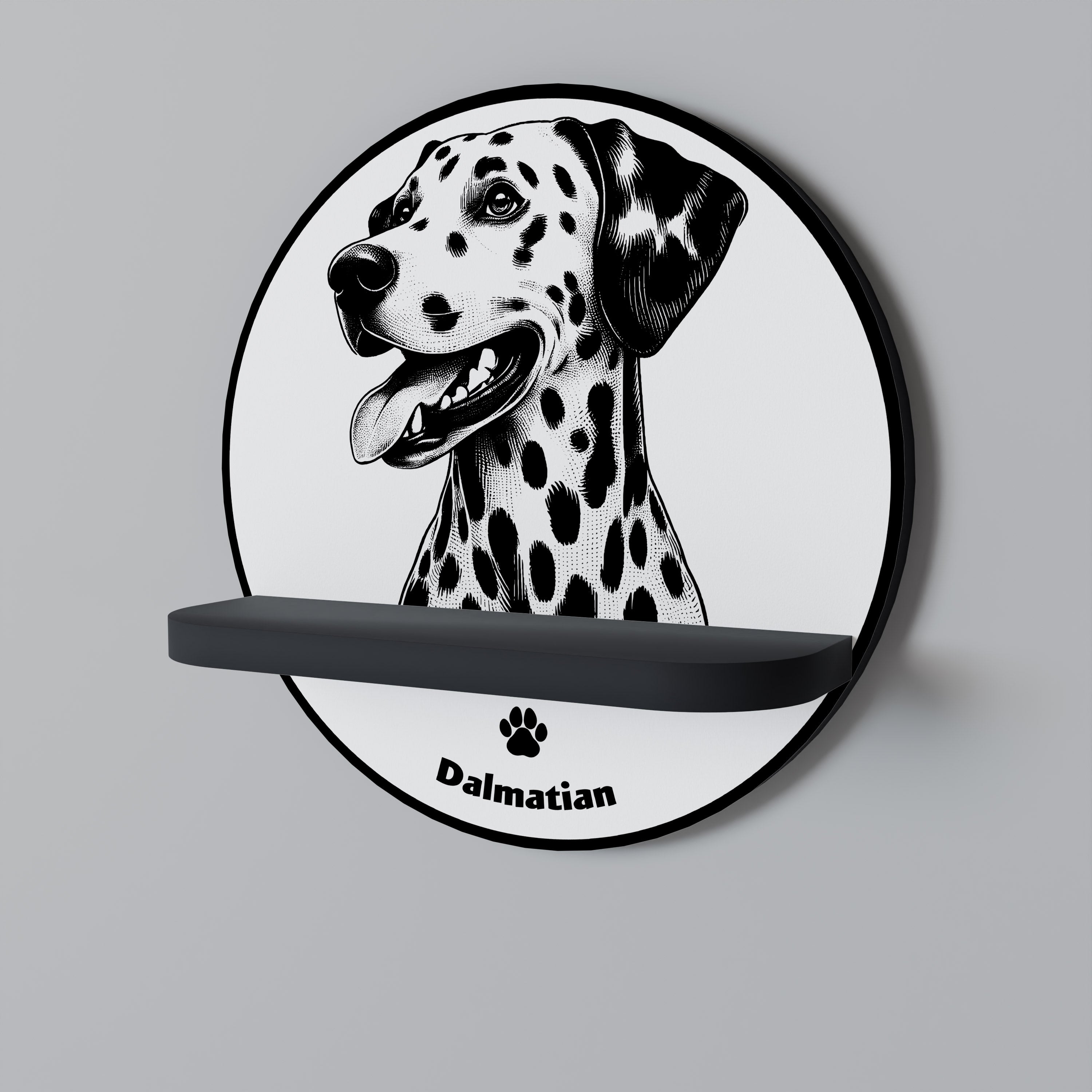 DALMATIAN DOG Półka okrągła Czarna