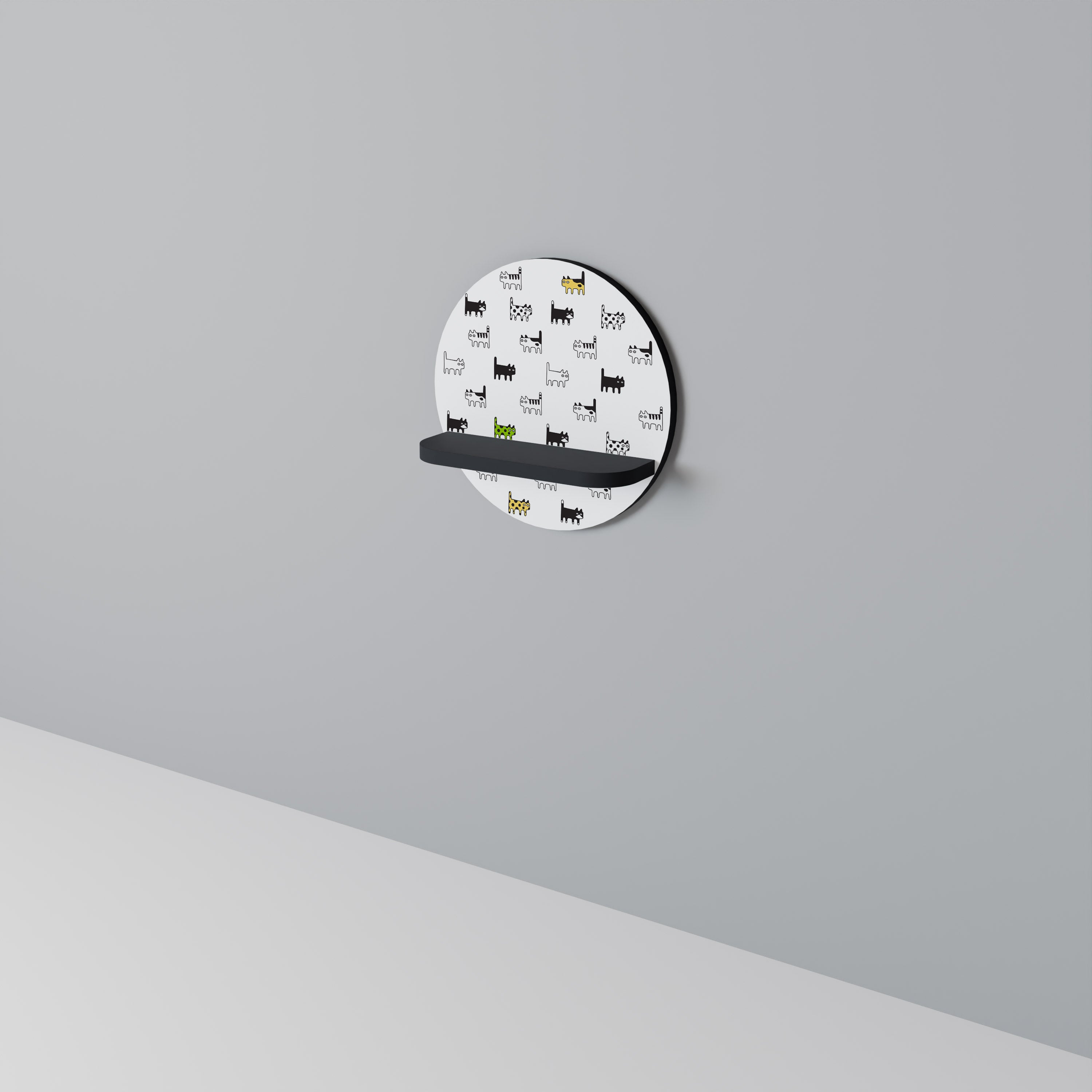 CATS COMPILATION Półka okrągła Czarna