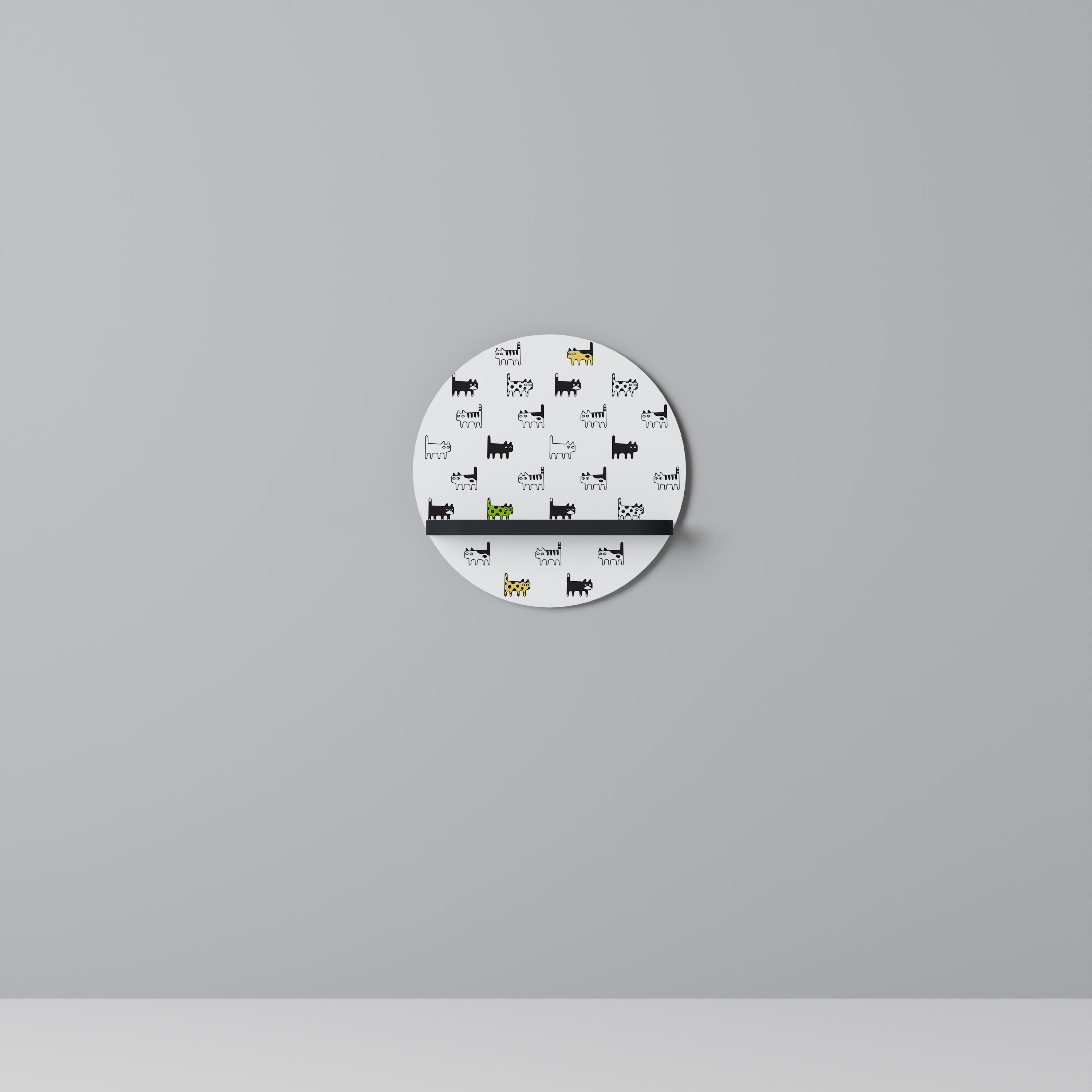 CATS COMPILATION Półka okrągła Czarna