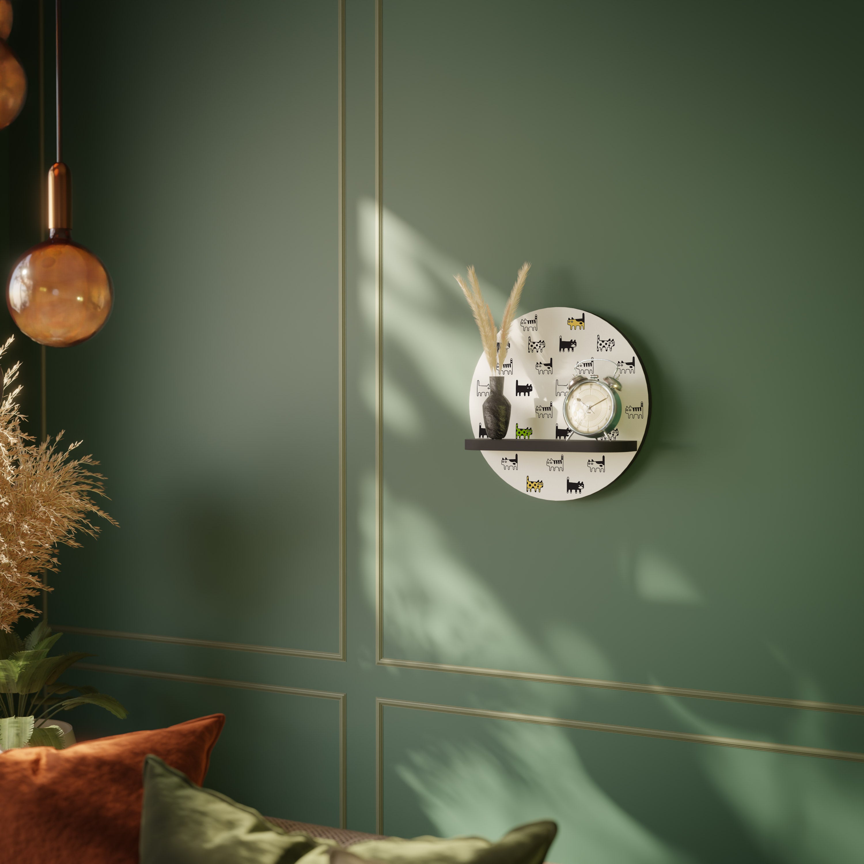 CATS COMPILATION Półka okrągła Czarna