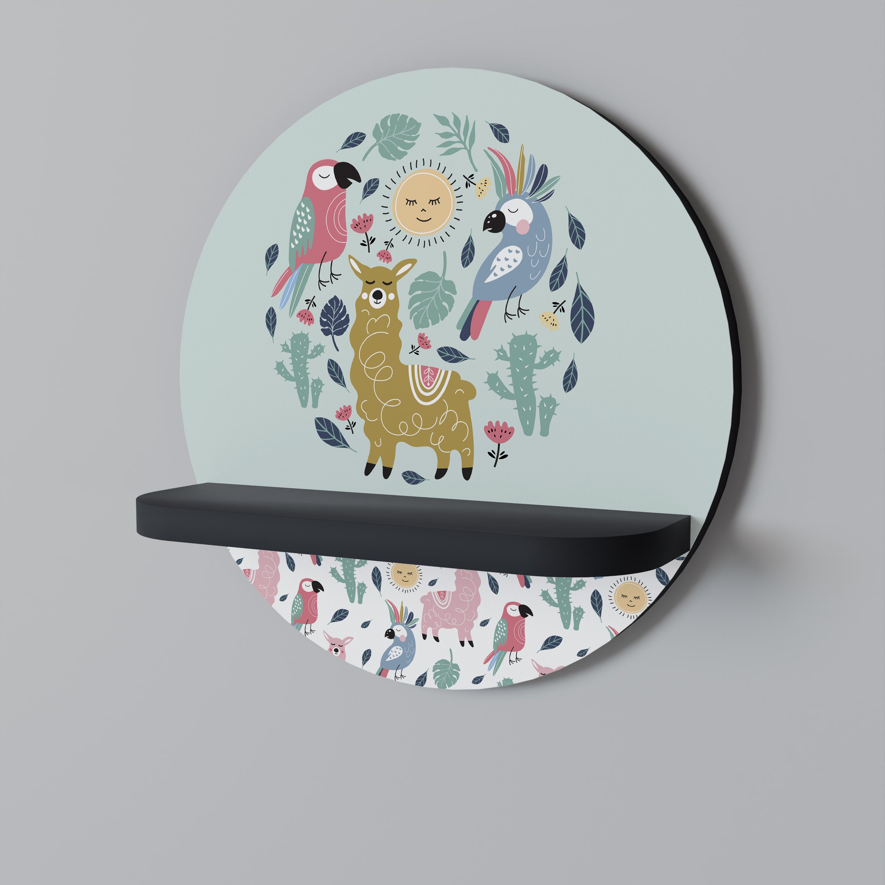 COLORFUL ALPACAS Półka okrągła Czarna