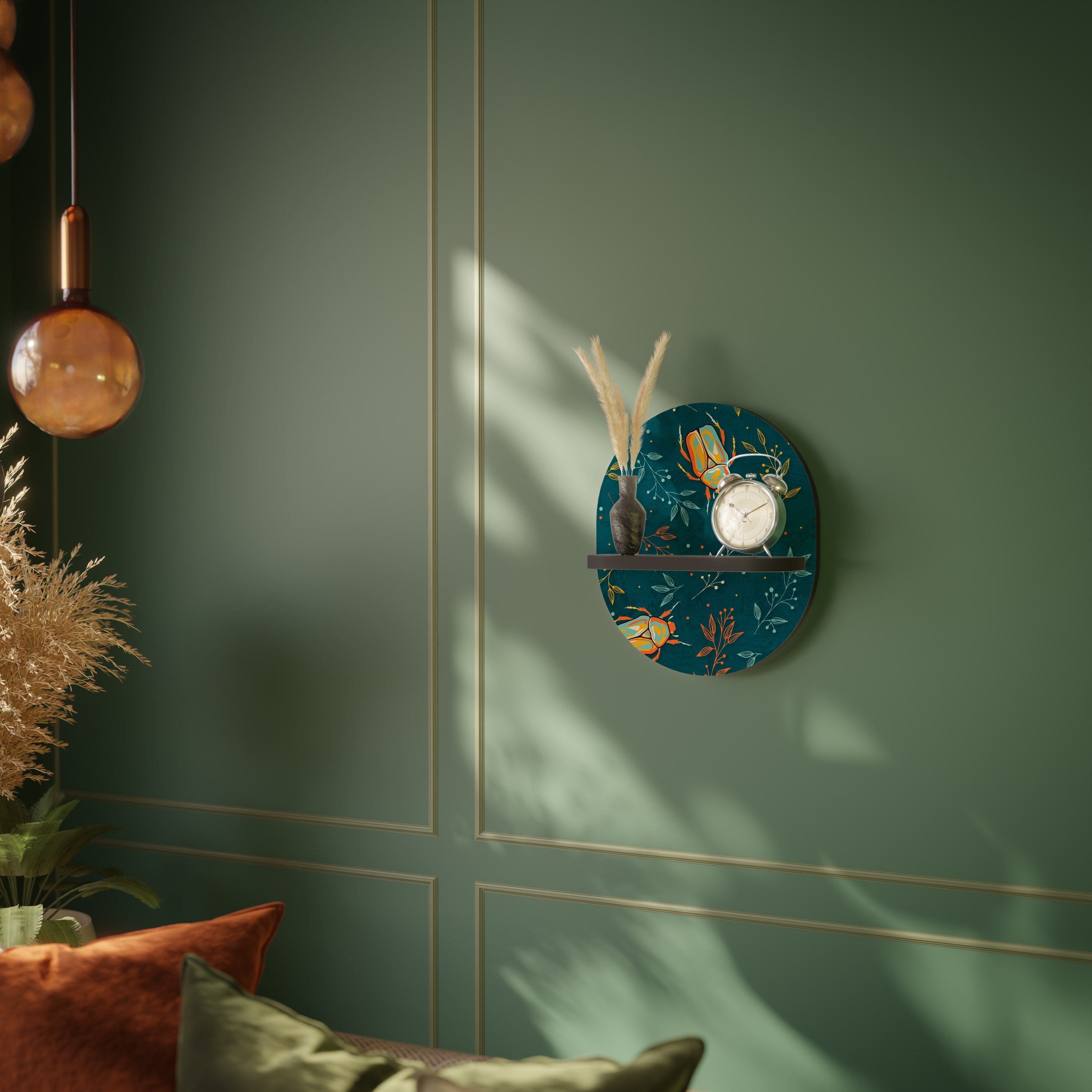 AUTUMN INSECTS Półka owalna Czarna