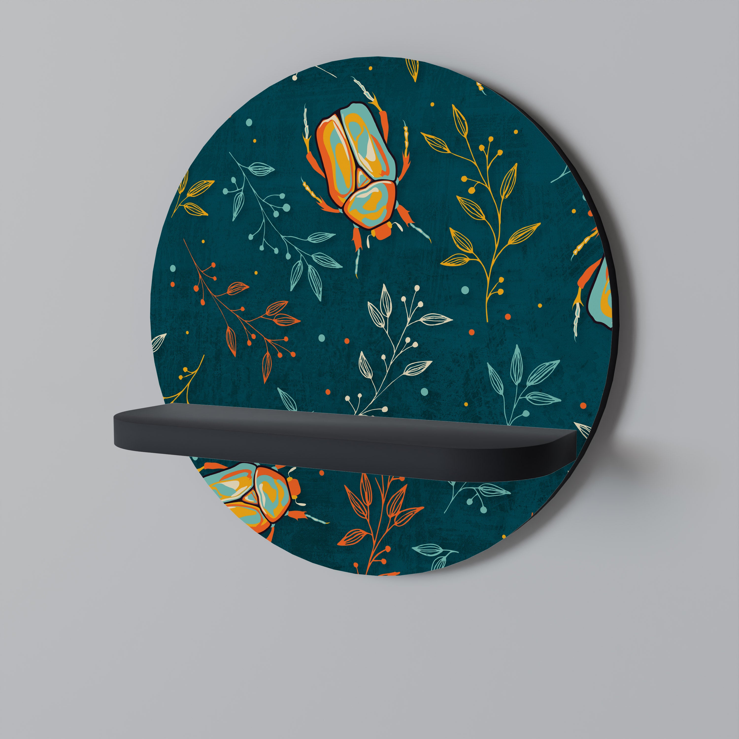 AUTUMN INSECTS Półka okrągła Czarna