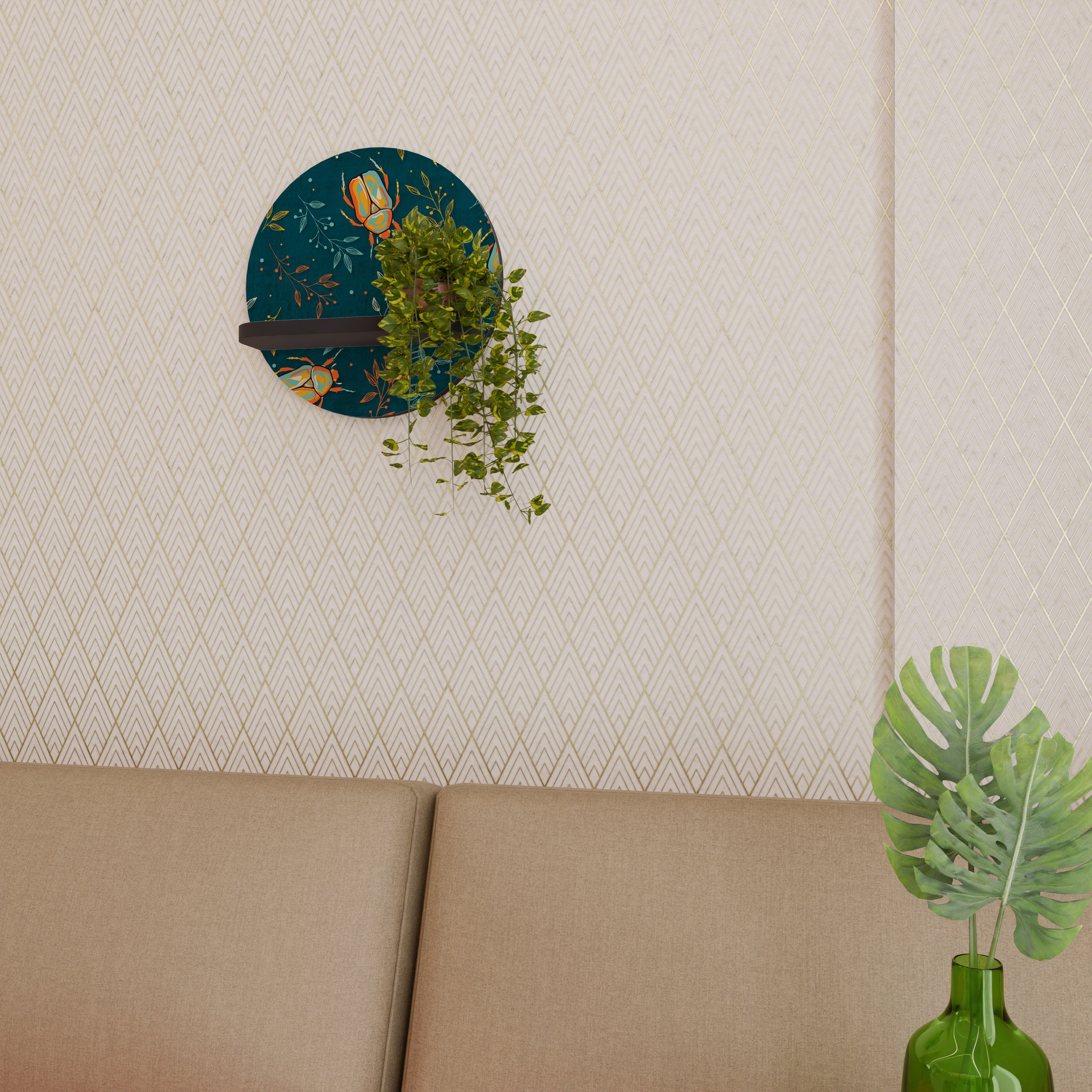 AUTUMN INSECTS Półka okrągła Czarna