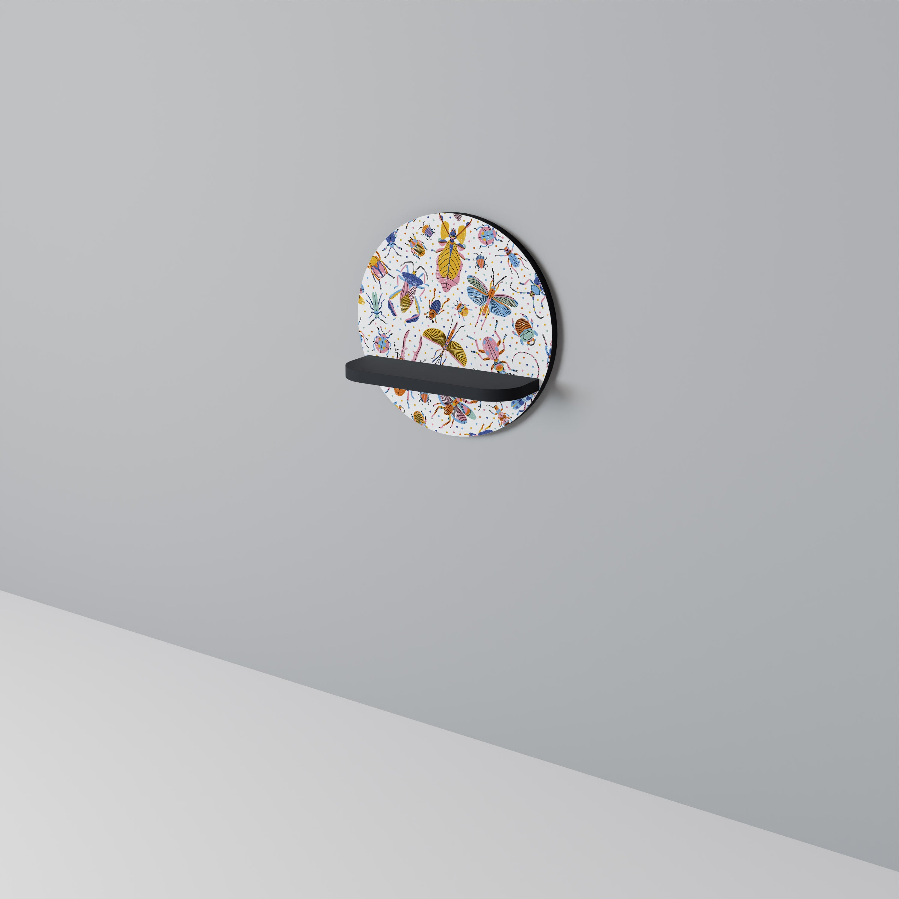 COLORFUL INSECTS Półka okrągła Czarna