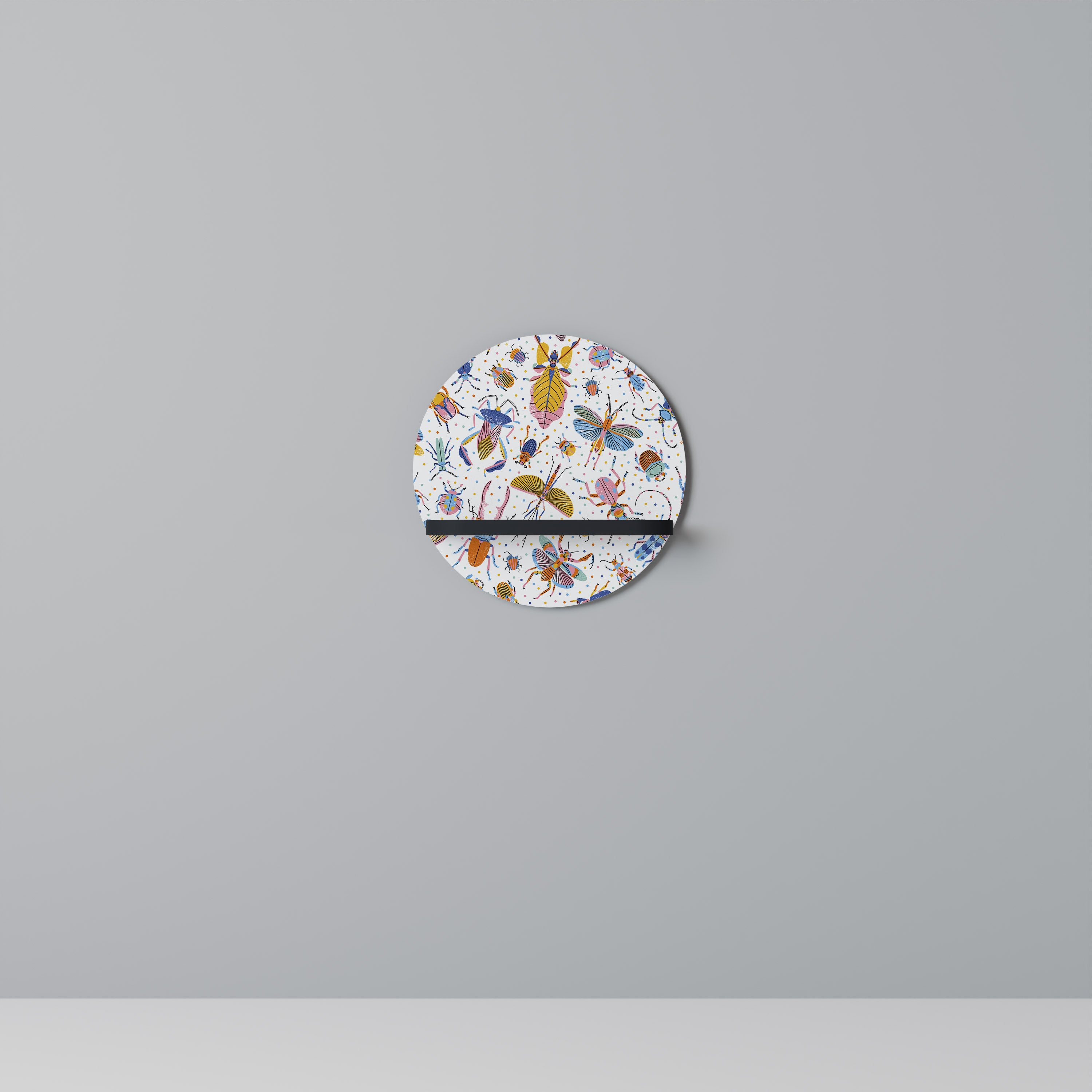 COLORFUL INSECTS Półka okrągła Czarna