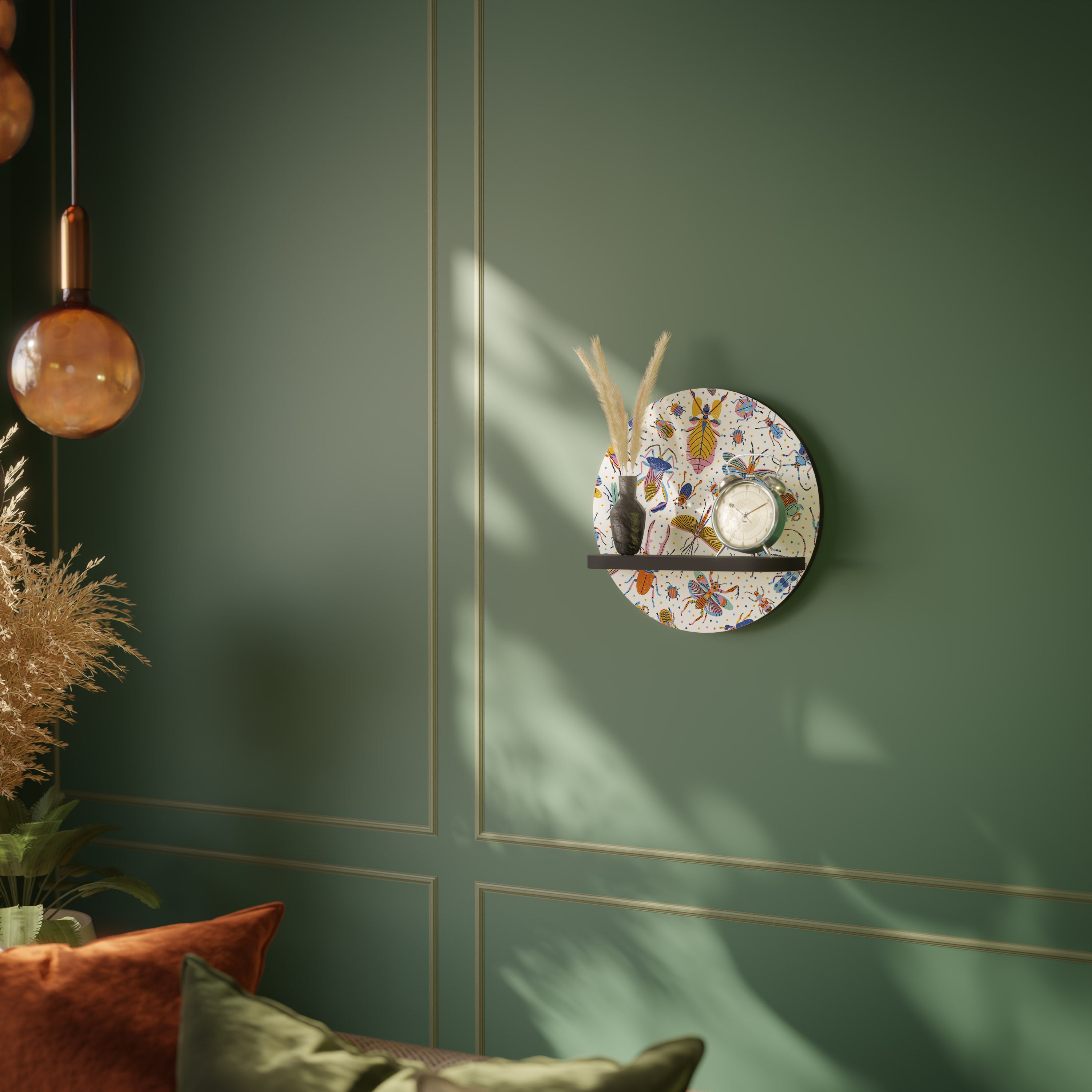 COLORFUL INSECTS Półka okrągła Czarna