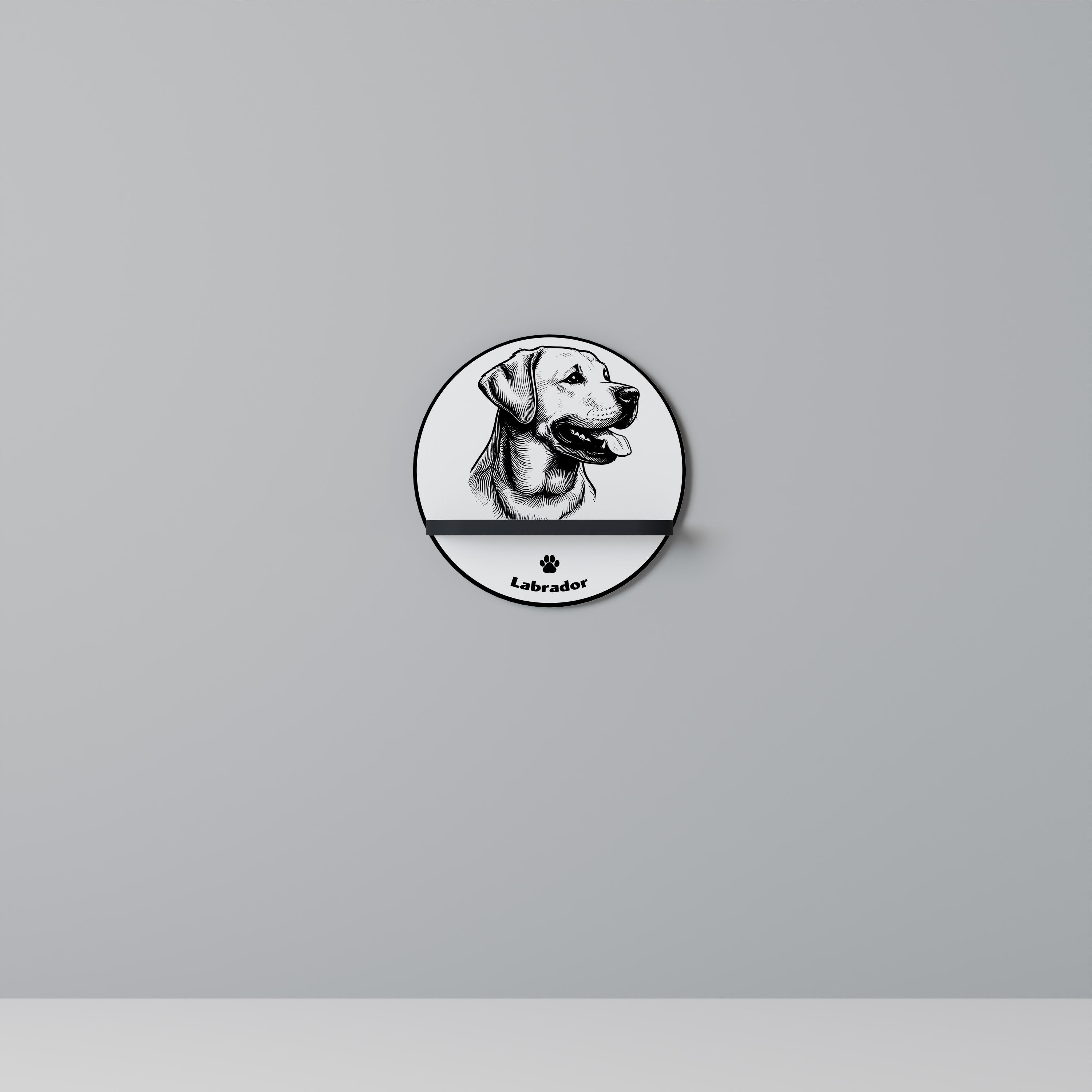 LABRADOR DOG Półka okrągła Czarna