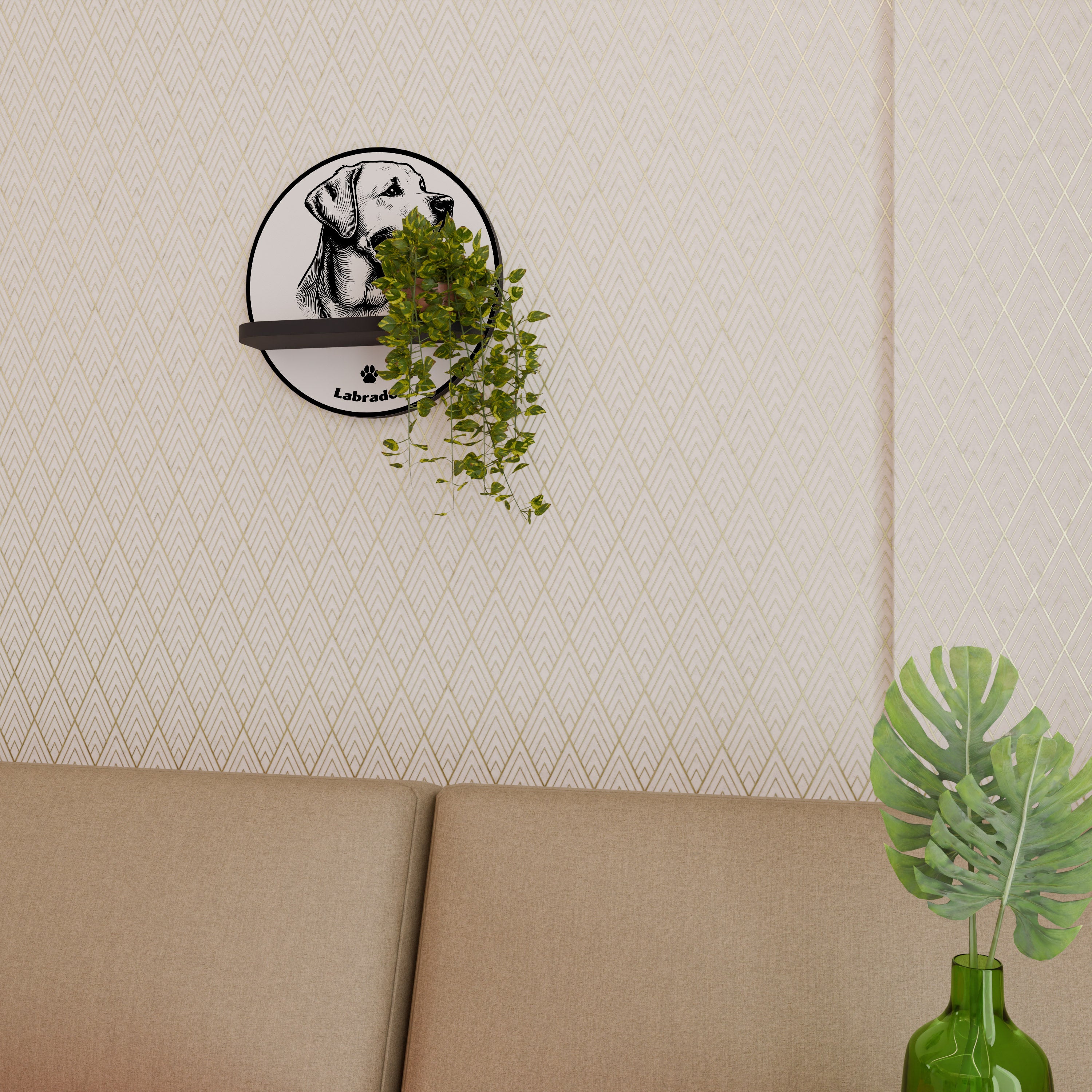 LABRADOR DOG Półka okrągła Czarna