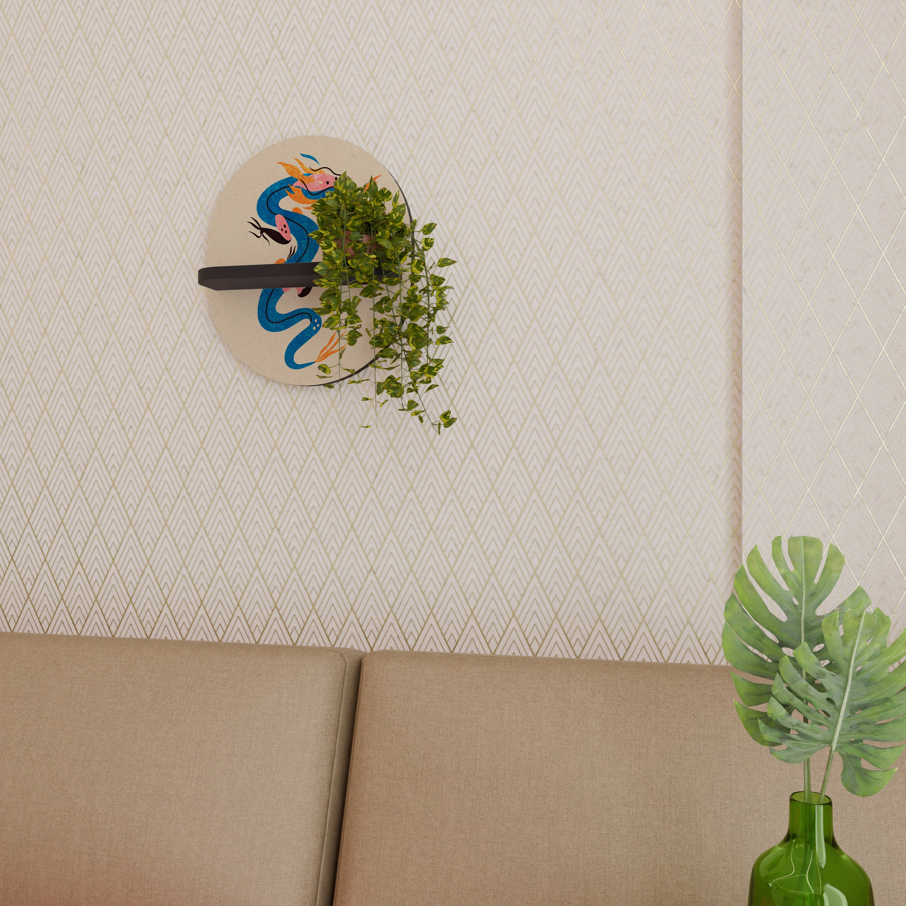 MYTHOLOGICAL CREATURES Półka owalna Czarna