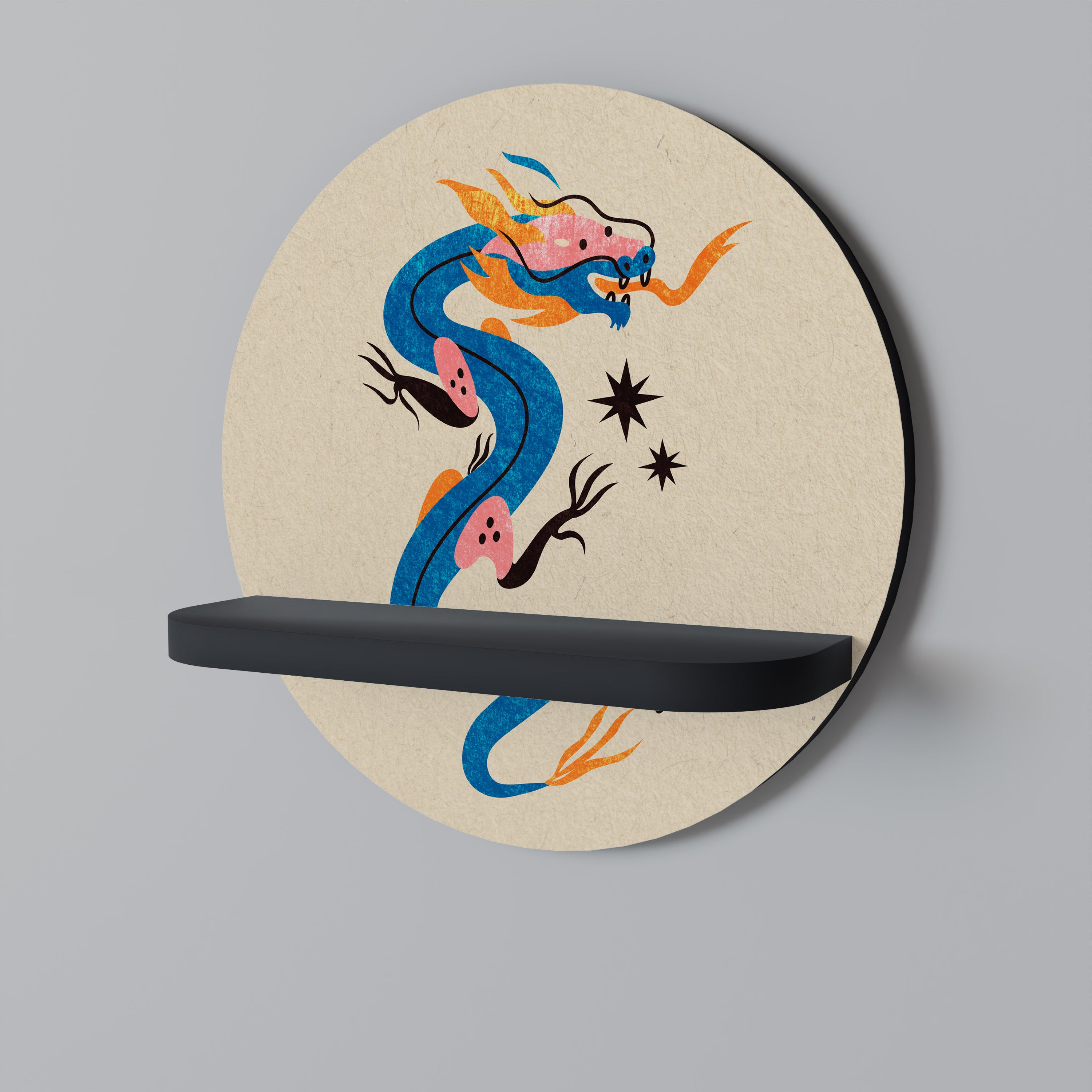 MYTHOLOGICAL CREATURES Półka okrągła Czarna