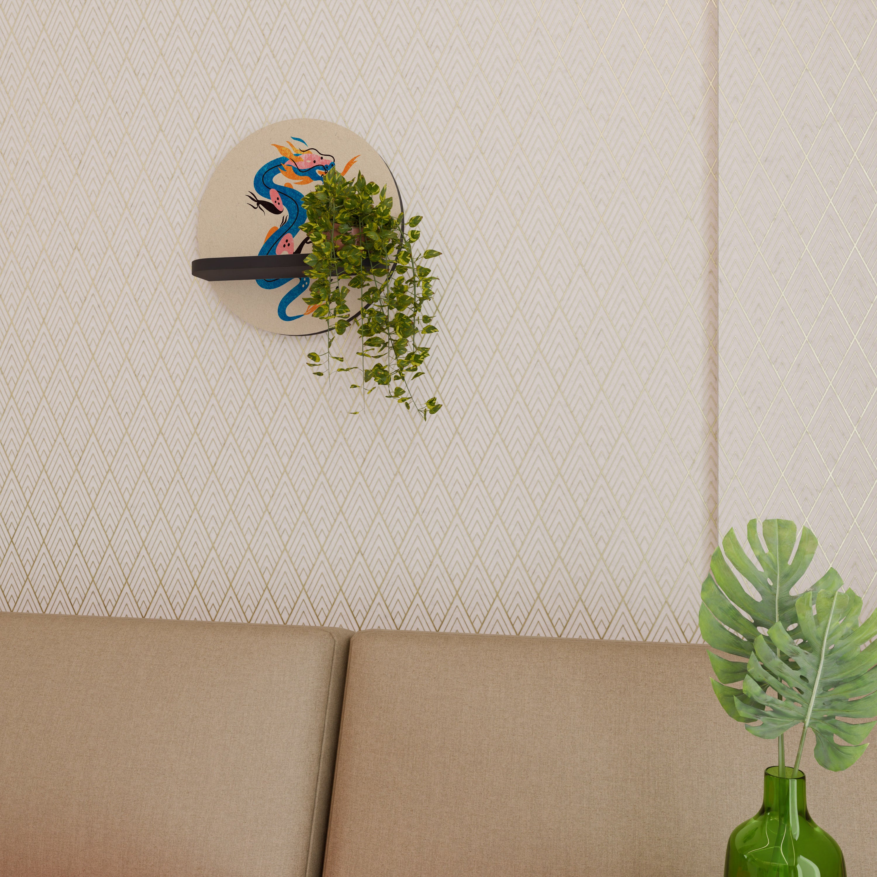 MYTHOLOGICAL CREATURES Półka okrągła Czarna