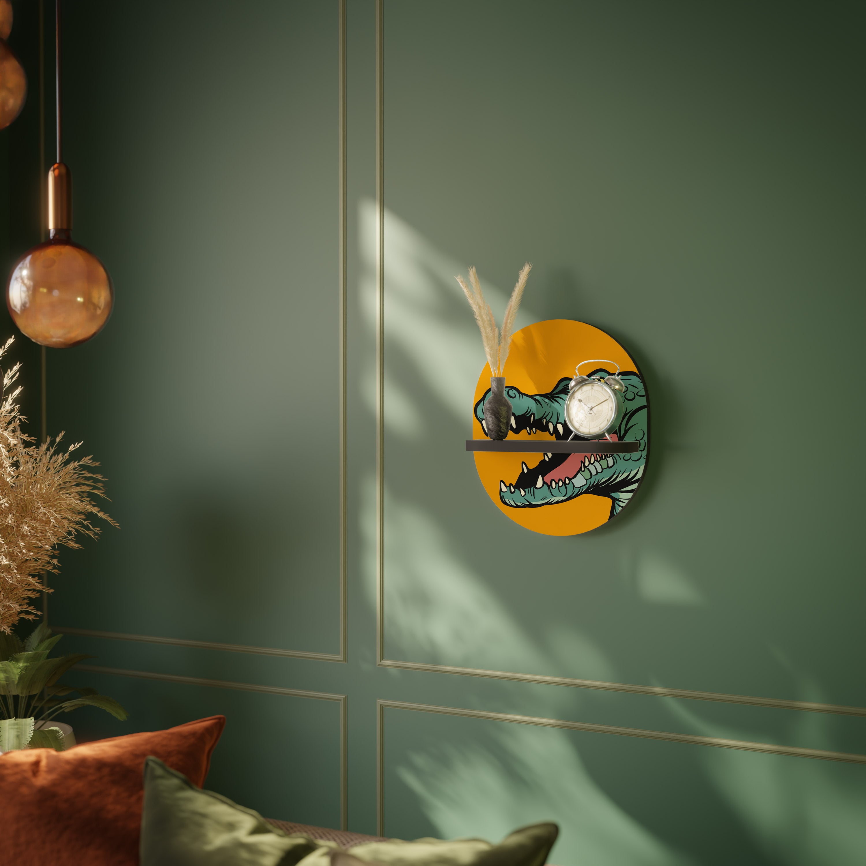 THREATENING GREETING Półka owalna Czarna