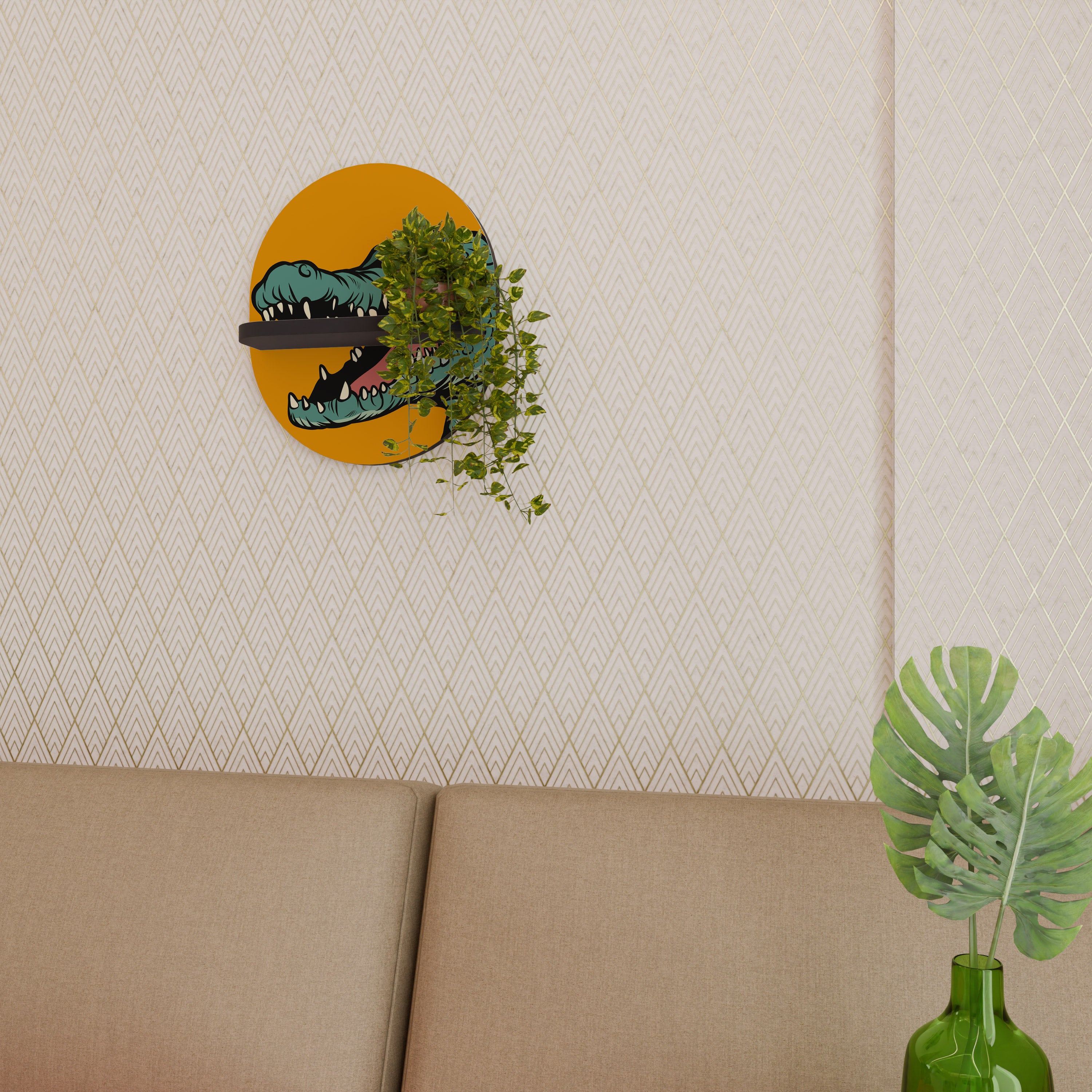 THREATENING GREETING Półka owalna Czarna