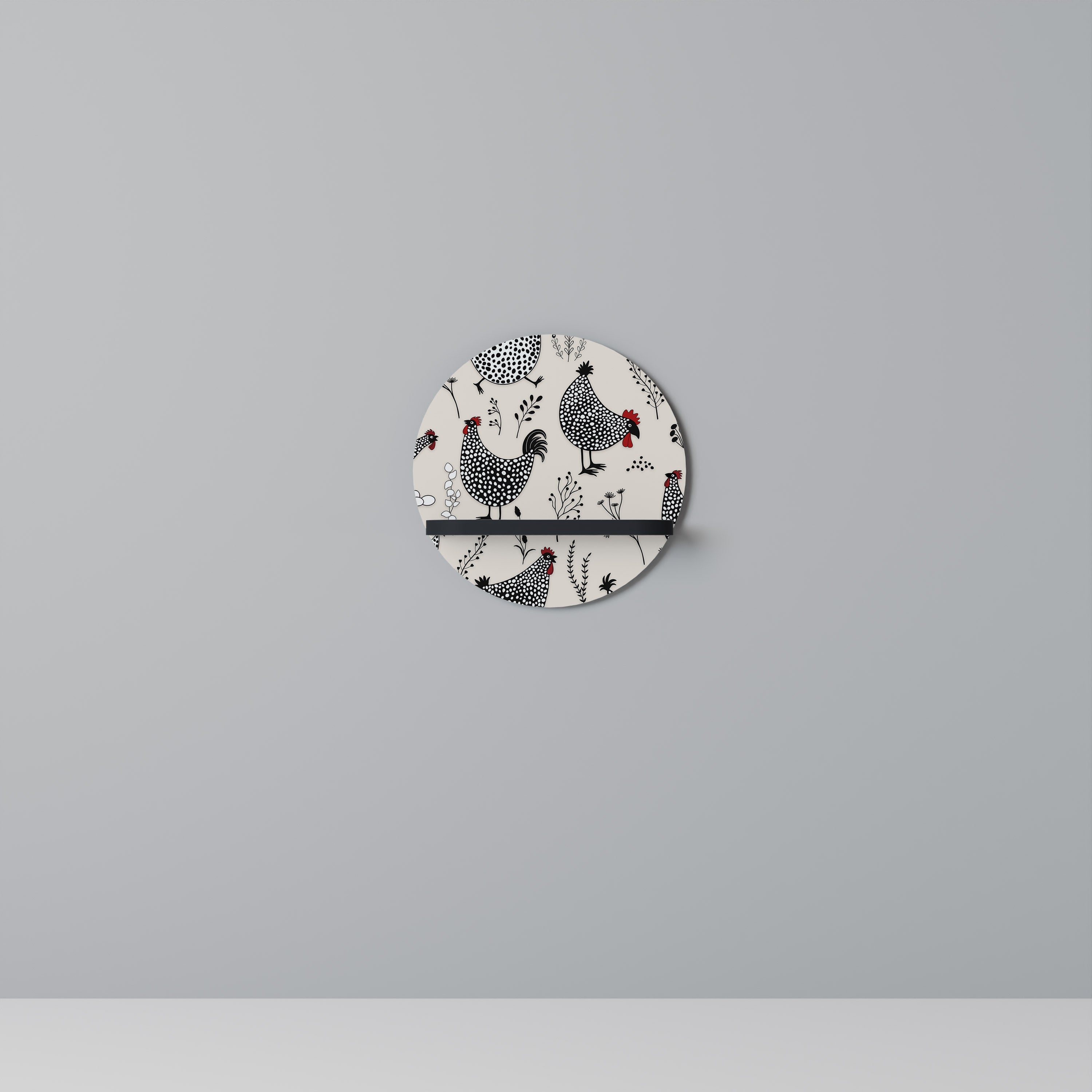 HAPPY HENS Półka okrągła Czarna