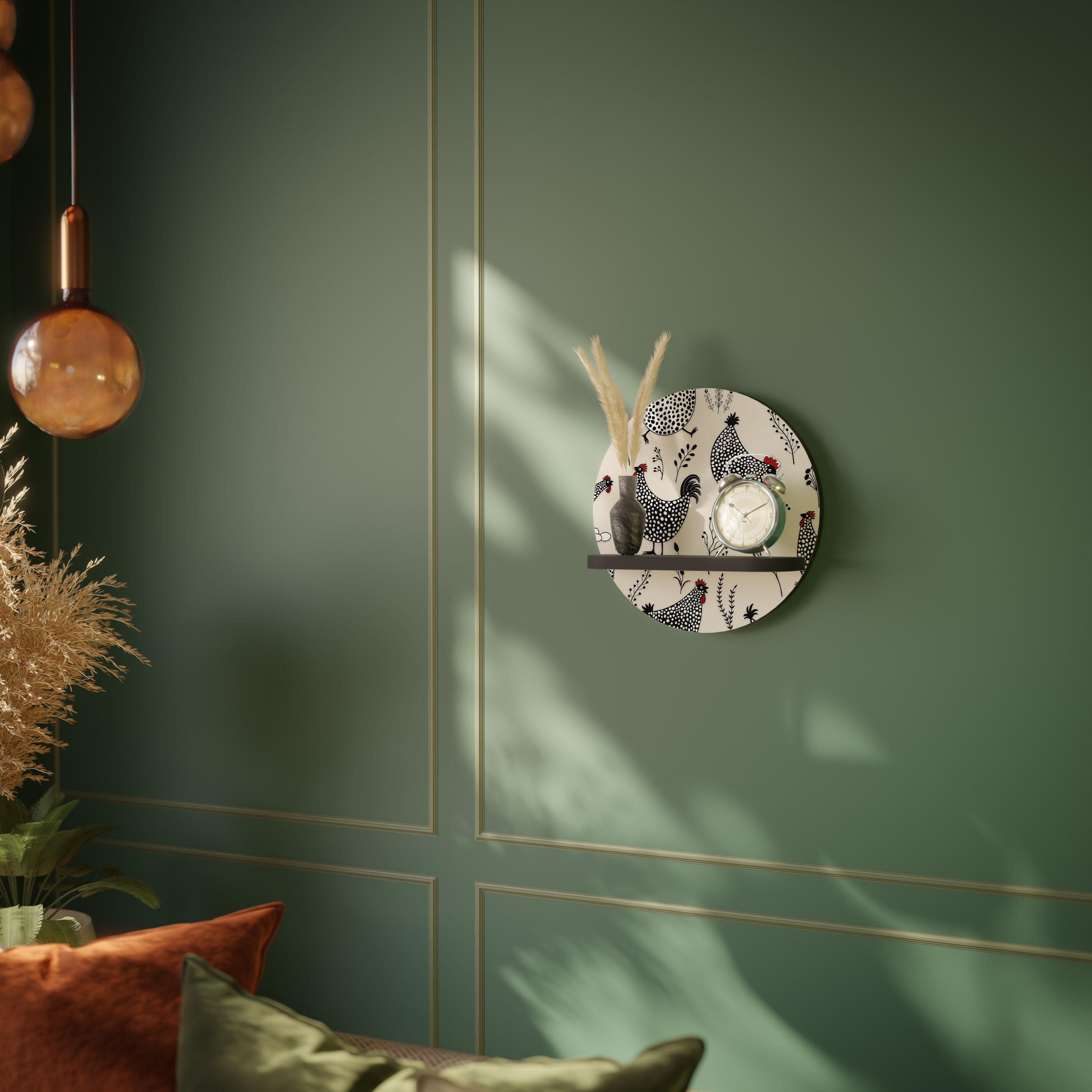 HAPPY HENS Półka okrągła Czarna