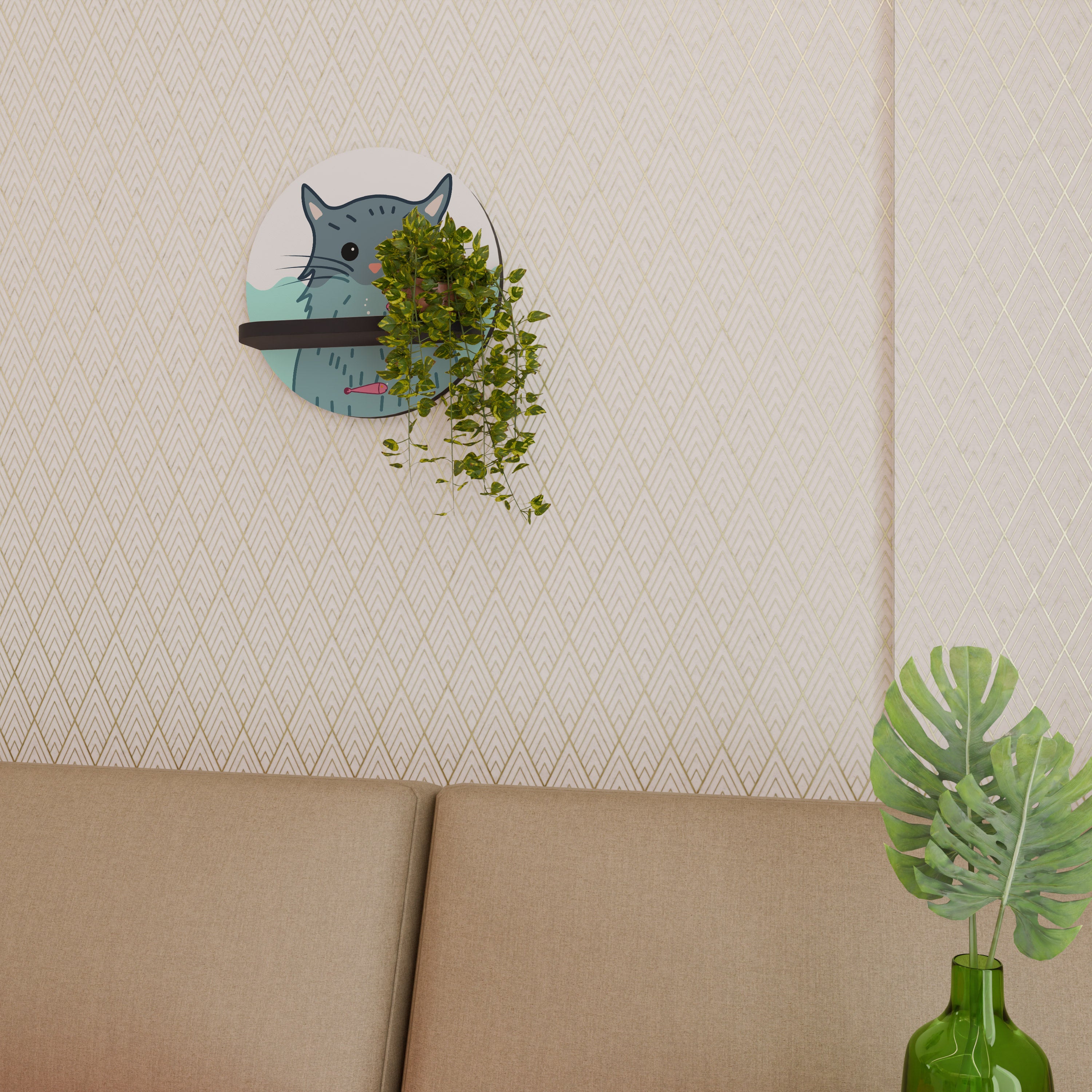 CAT SPLASH Półka okrągła Czarna