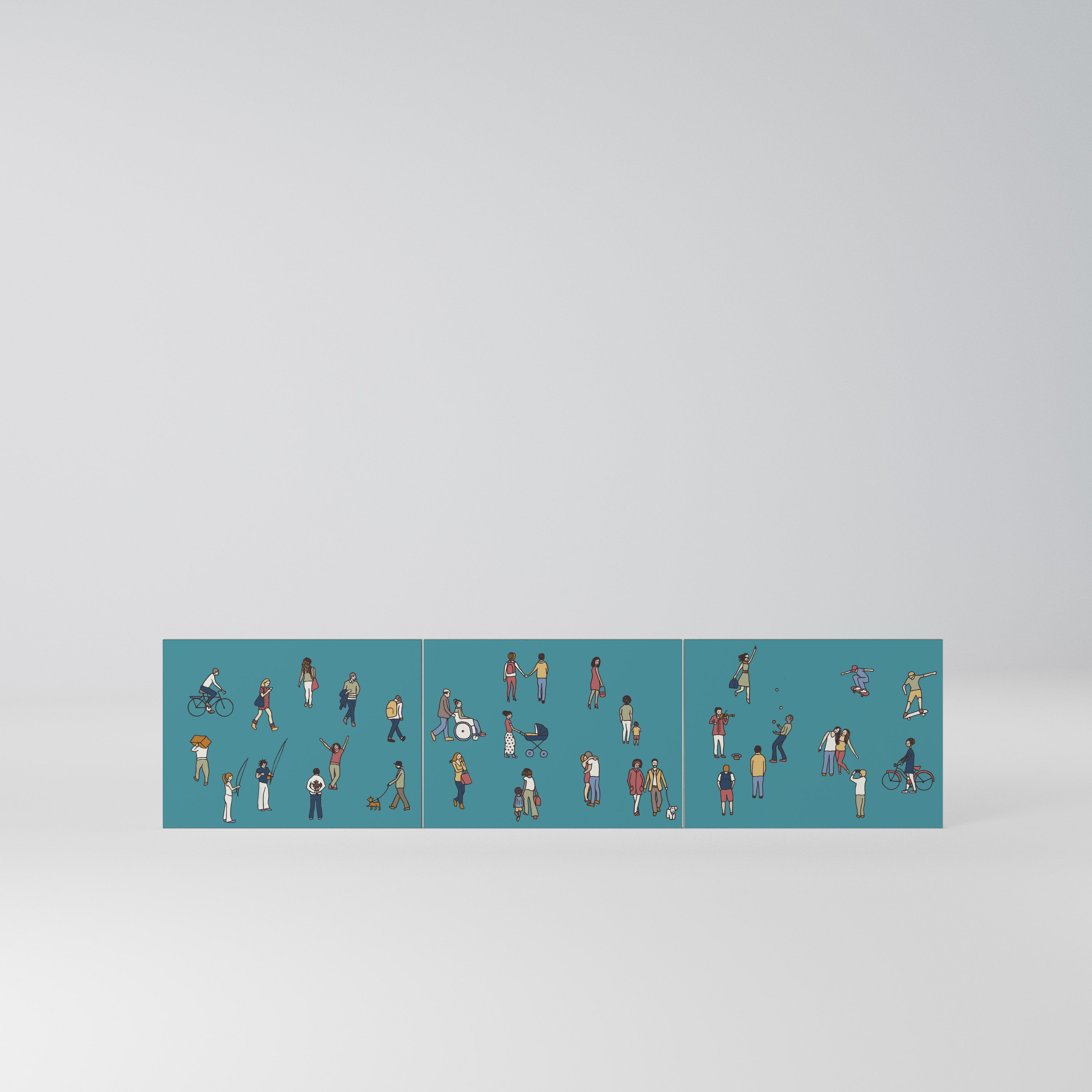 COLLECTIVE STREAM Komplet 3 frontów do szafki RTV 3-drzwiowej