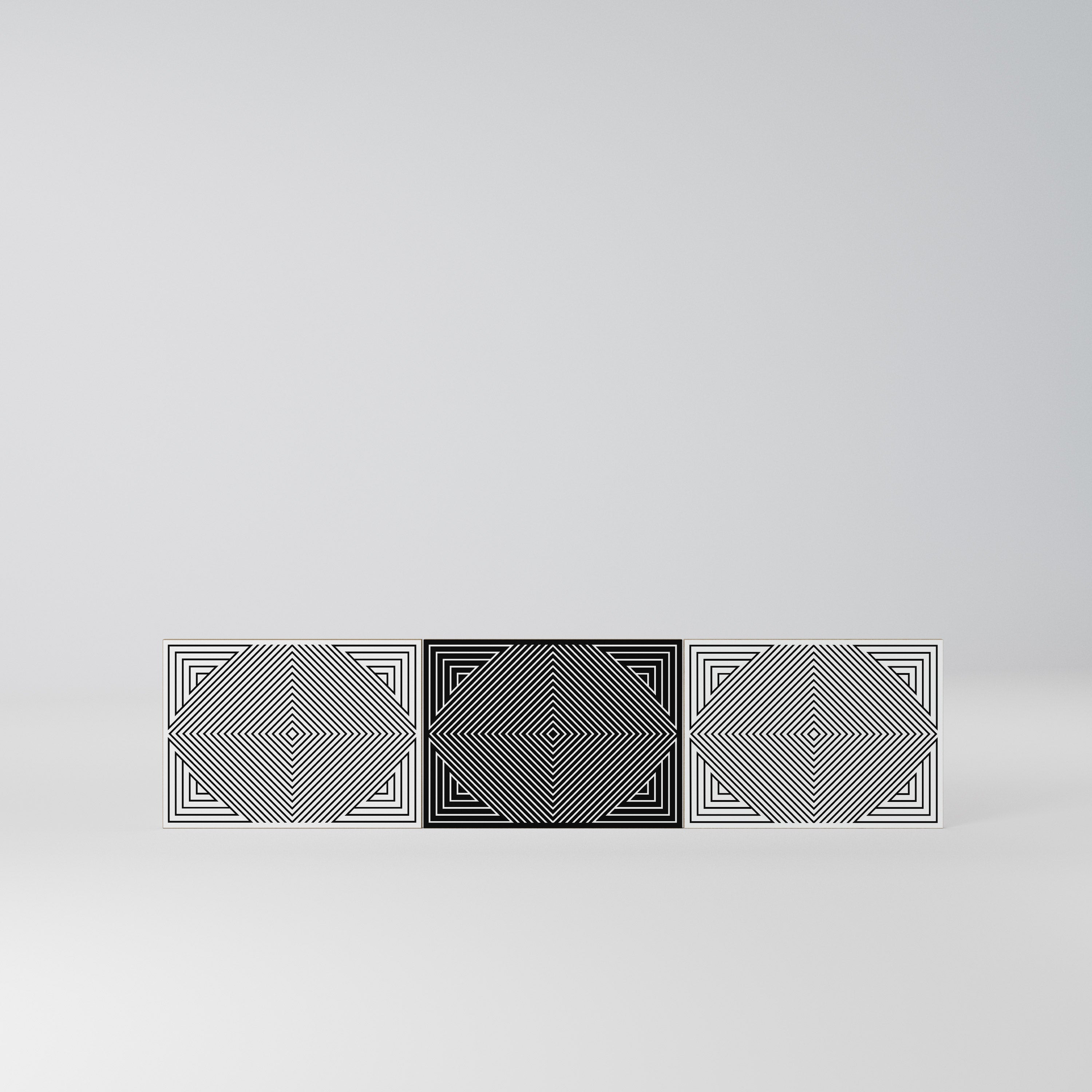 POLYGON ILLUSION Komplet 3 frontów do szafki RTV 3-drzwiowej