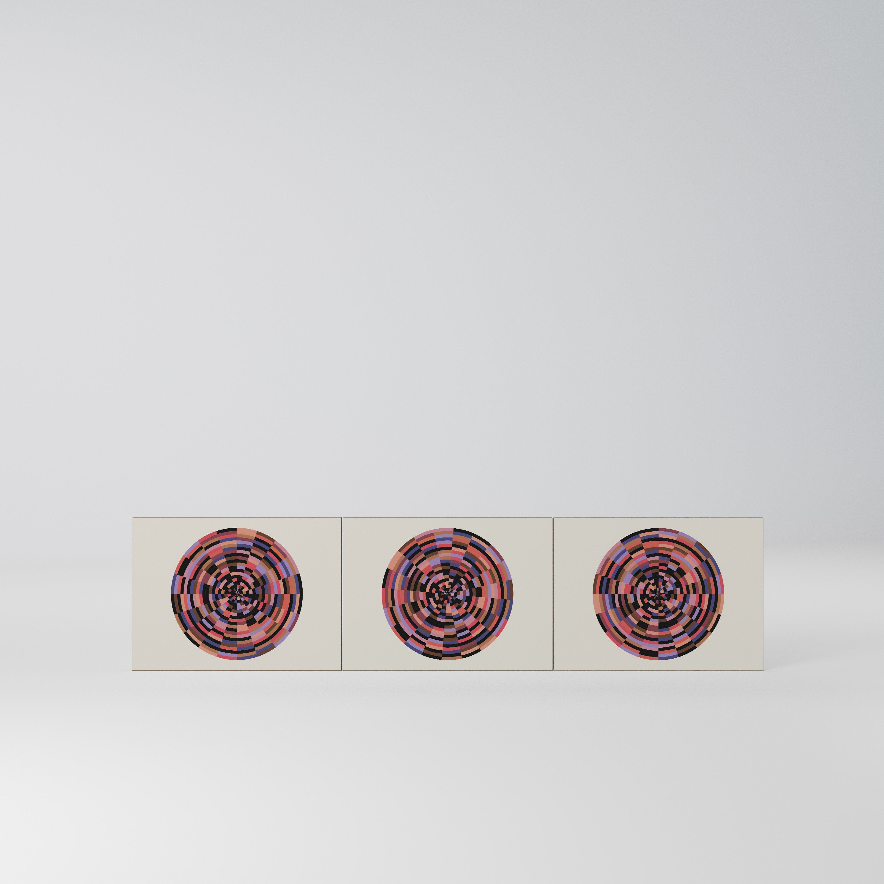 BROWN CIRCLES Komplet 3 frontów do szafki RTV 3-drzwiowej